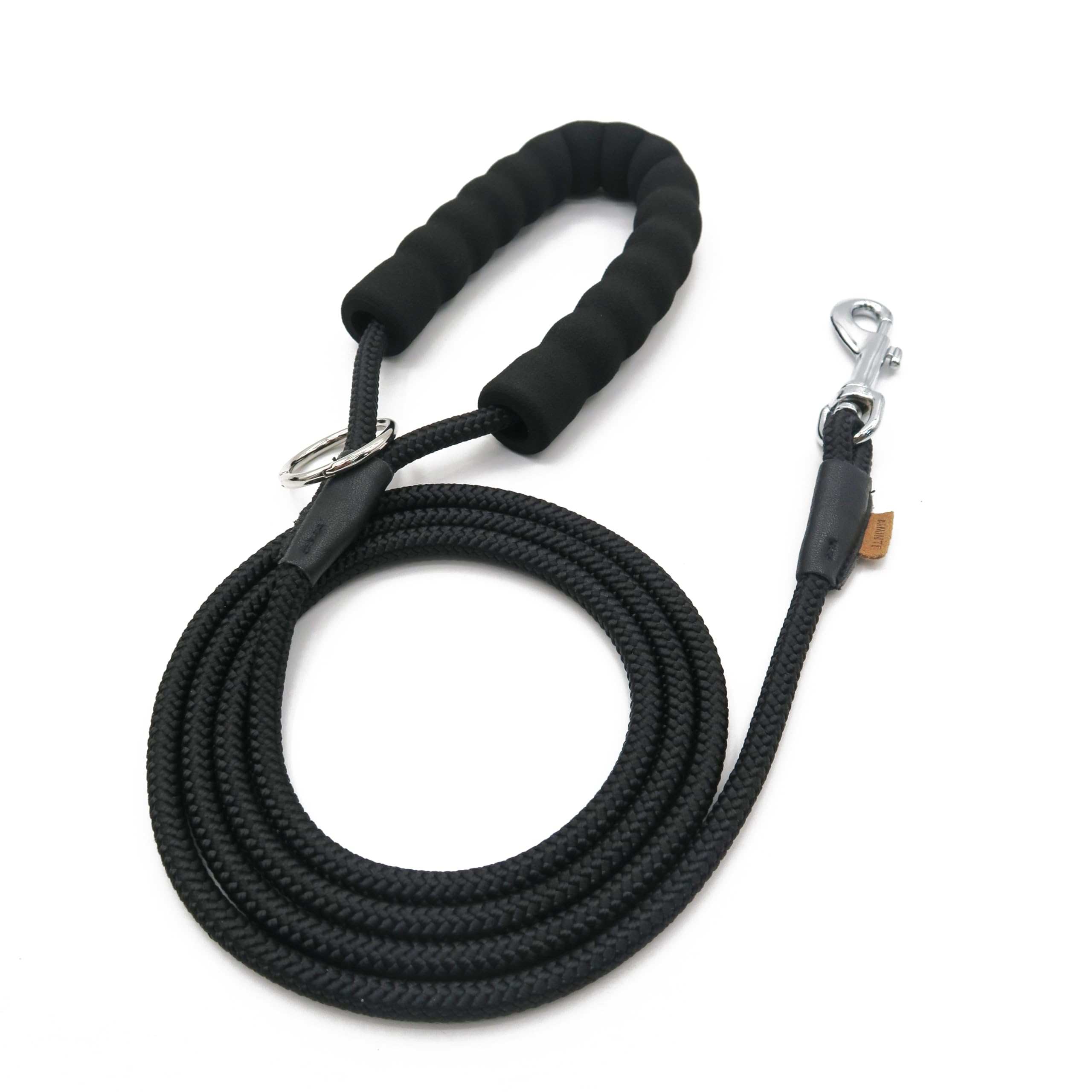 Aiminto Dog Leash, Braided Rope Traction - Walking Training Lead for Small Dogs ((1/3 '') x 6FT, Black)