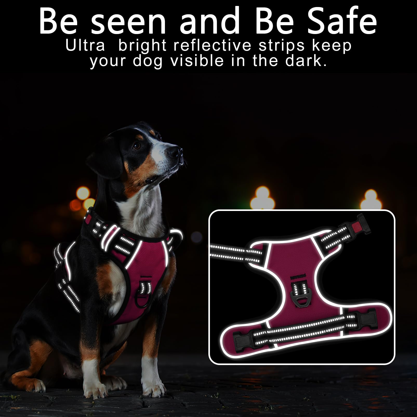 Timos No Pull Dog Harness, No Choke Front Lead Dog Reflective Harness, Adjustable Soft Padded Pet Vest With Easy Control Handle