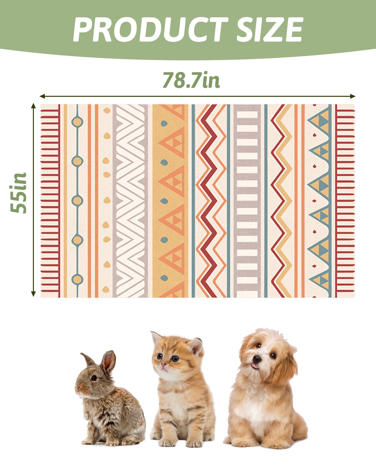 BNOSDM 79'' X 55'' Large Bunny Cage Liner Washable Pads for Rabbit Reusable Floor Mat for Rabbits Anti Slip Rug for Bunnies Pet