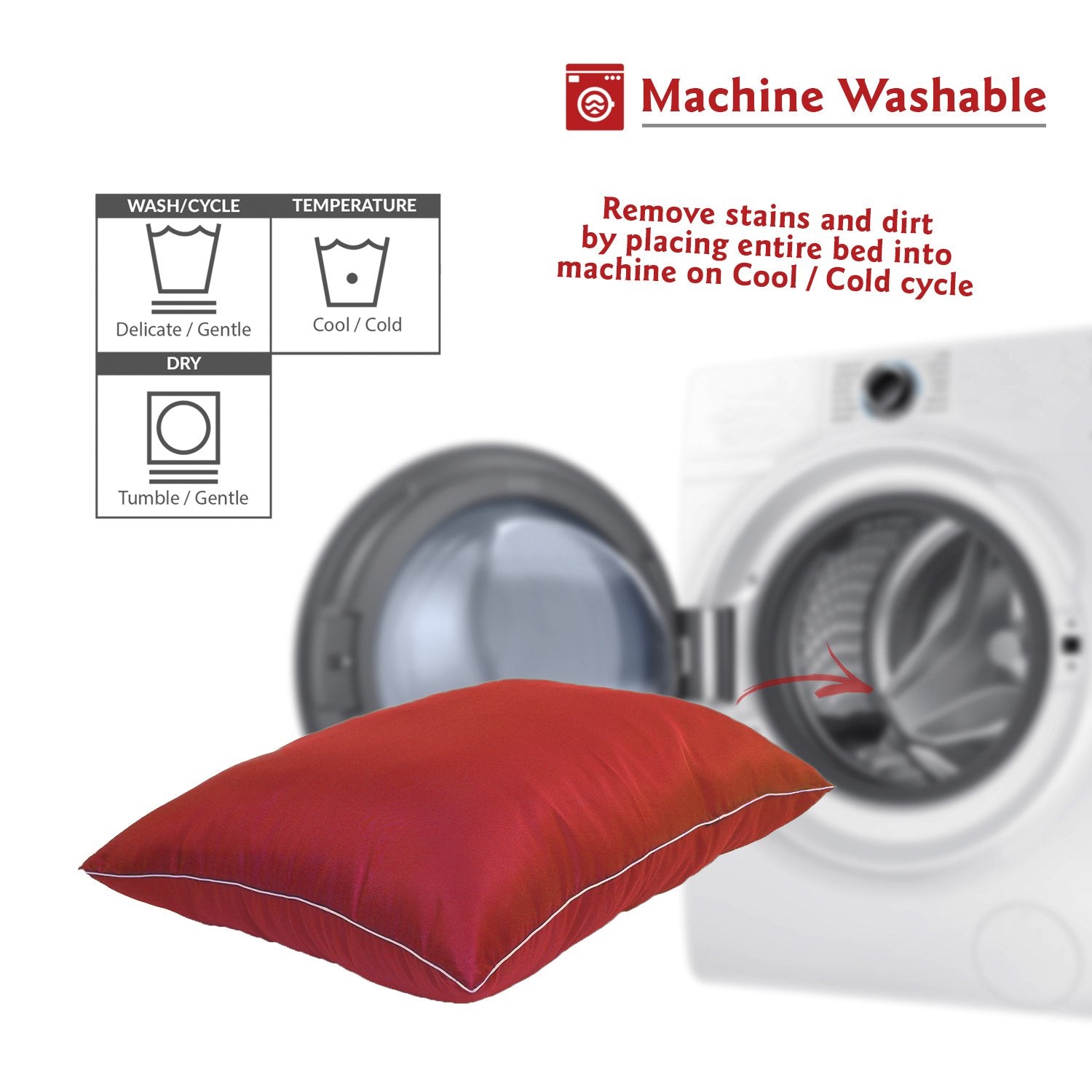 Majestic Pet Rectangle Large Dog Bed Washable – Non Slip Comfy Pet Bed – Dog Crate Bed Super Value Pillow Dog Bed – Dog Kennel Bed For Sleeping - Dog Bed Large Breed 46 X 35 Inch – Solid Red