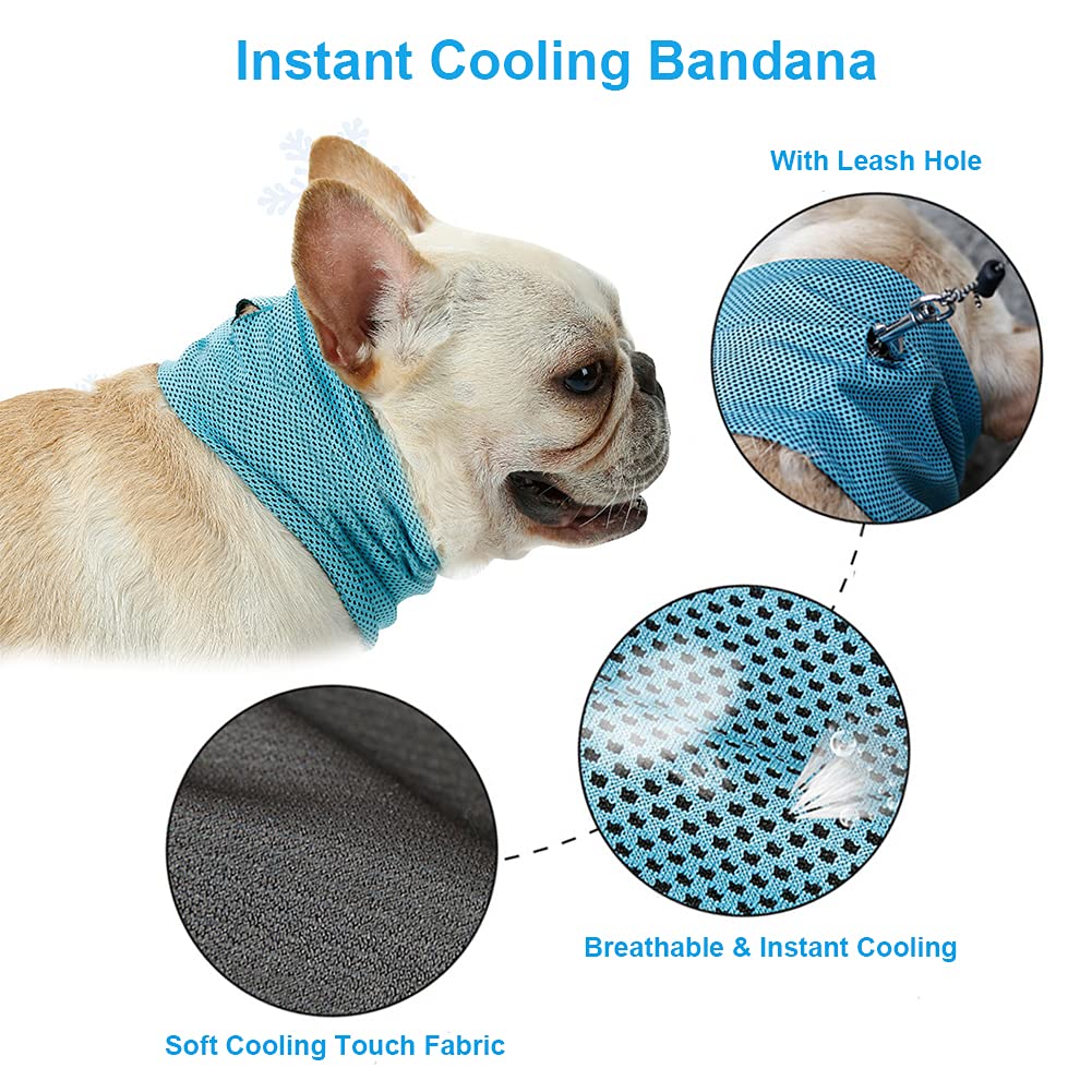 Dog Cooling Bandana Collar, Ice Instant Cooling Pet Bandana Scarf Collar For Small Medium Dogs, Breathable Ice Towels Bulldog Ca