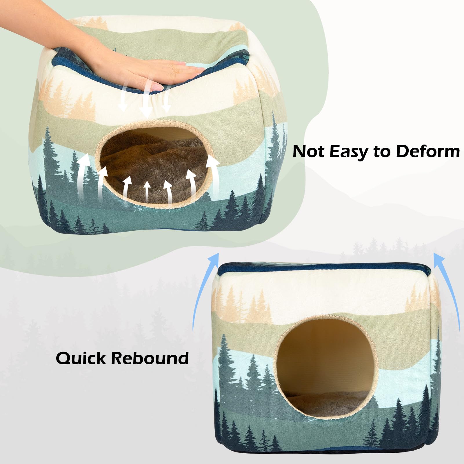 Bienbee Cozy Guinea Pig Bed, Washable Small Pet House - Rabbit/Bunny/Hamster/Chinchilla Accessories - Forest Landscape