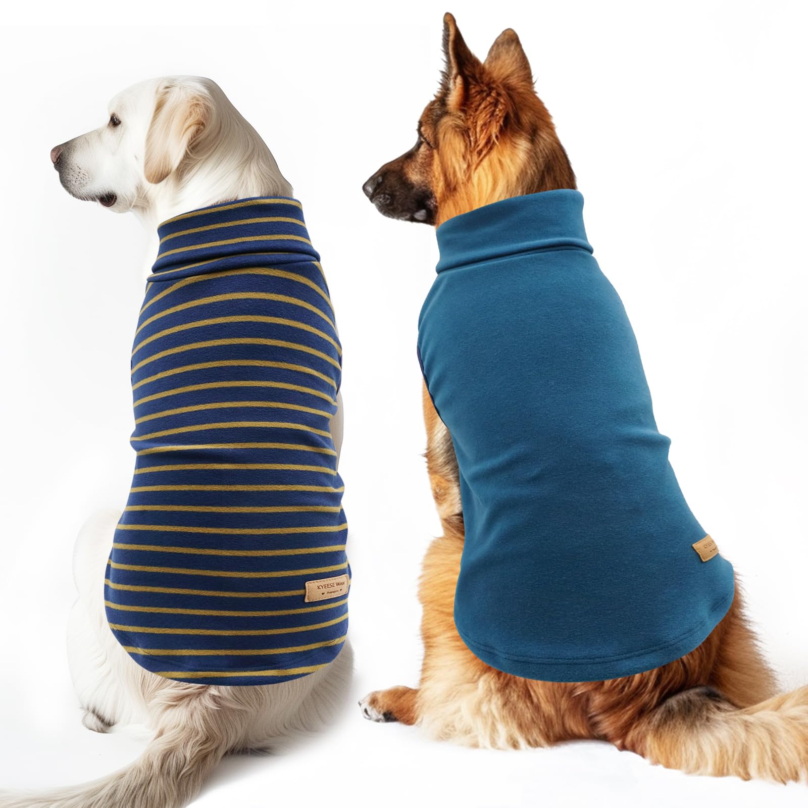 Kyeese 2Pack Dog Sweater Turtleneck Dog Coats Warm Dog Clothes Pullover Large Dog Sweater Dog Sweaters For Large Dogs Soft Dog Sweatshirt Stretchy Dog Sweater Large Size Dog