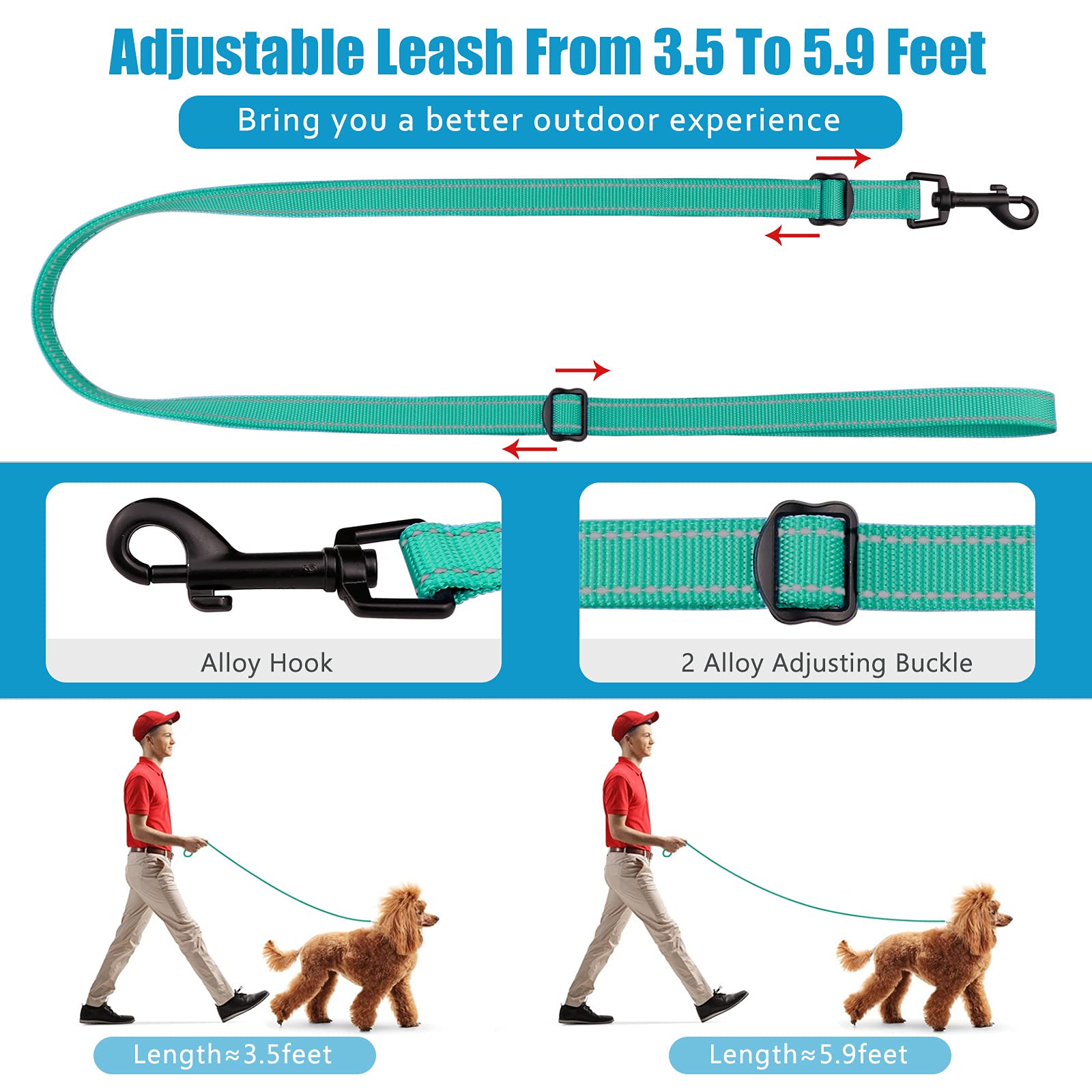 Martingale Dog Collar And Leash Set Martingale Collars For Dogs Reflective Martingale Collar For Small Medium Large Dogs(Mint Green&M)