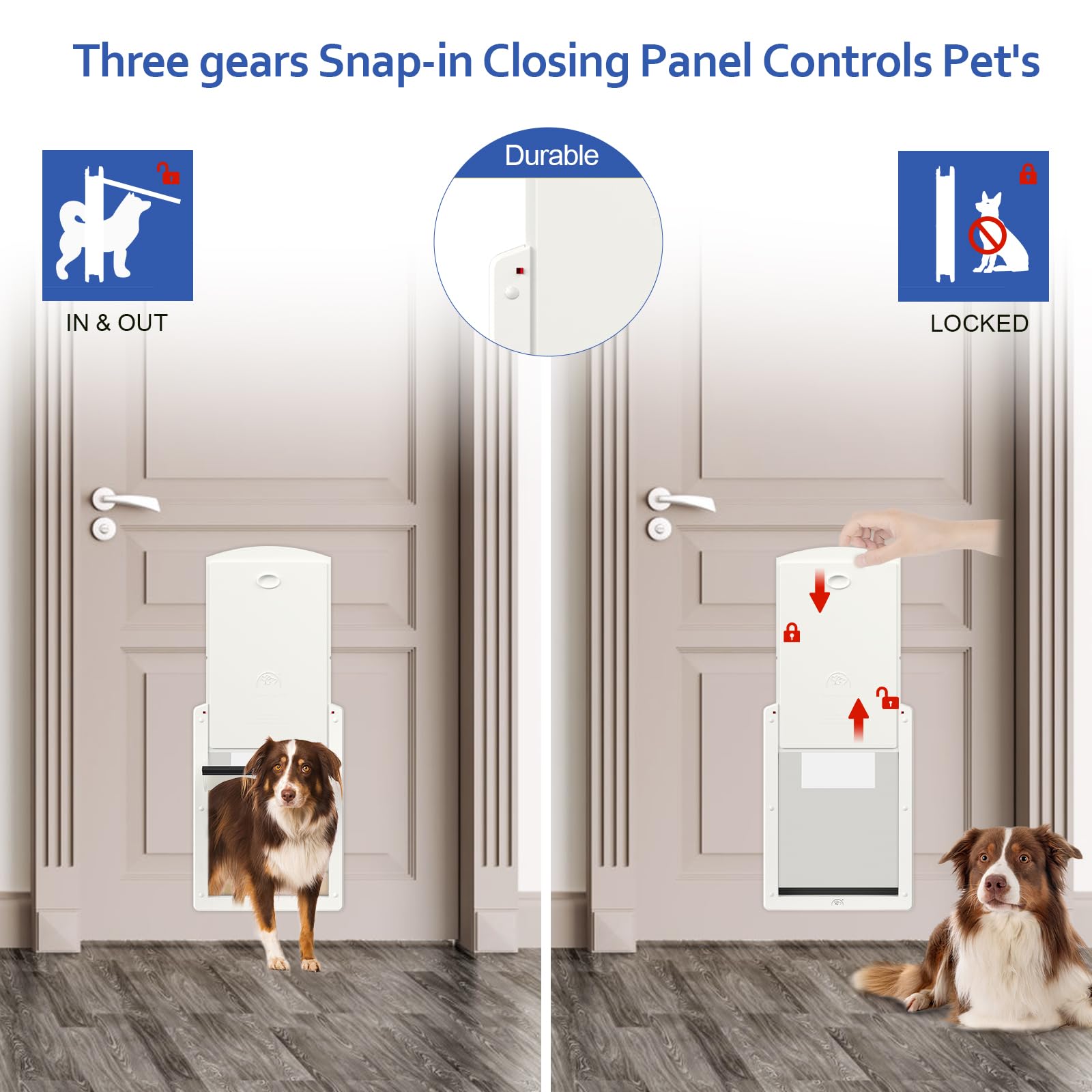 [Classicmacher] Dog Door For Large Dogs, White Frame Door For L Arge Dogs And Pets, Strong Plastic Doggy Door And Medium Pets Wi
