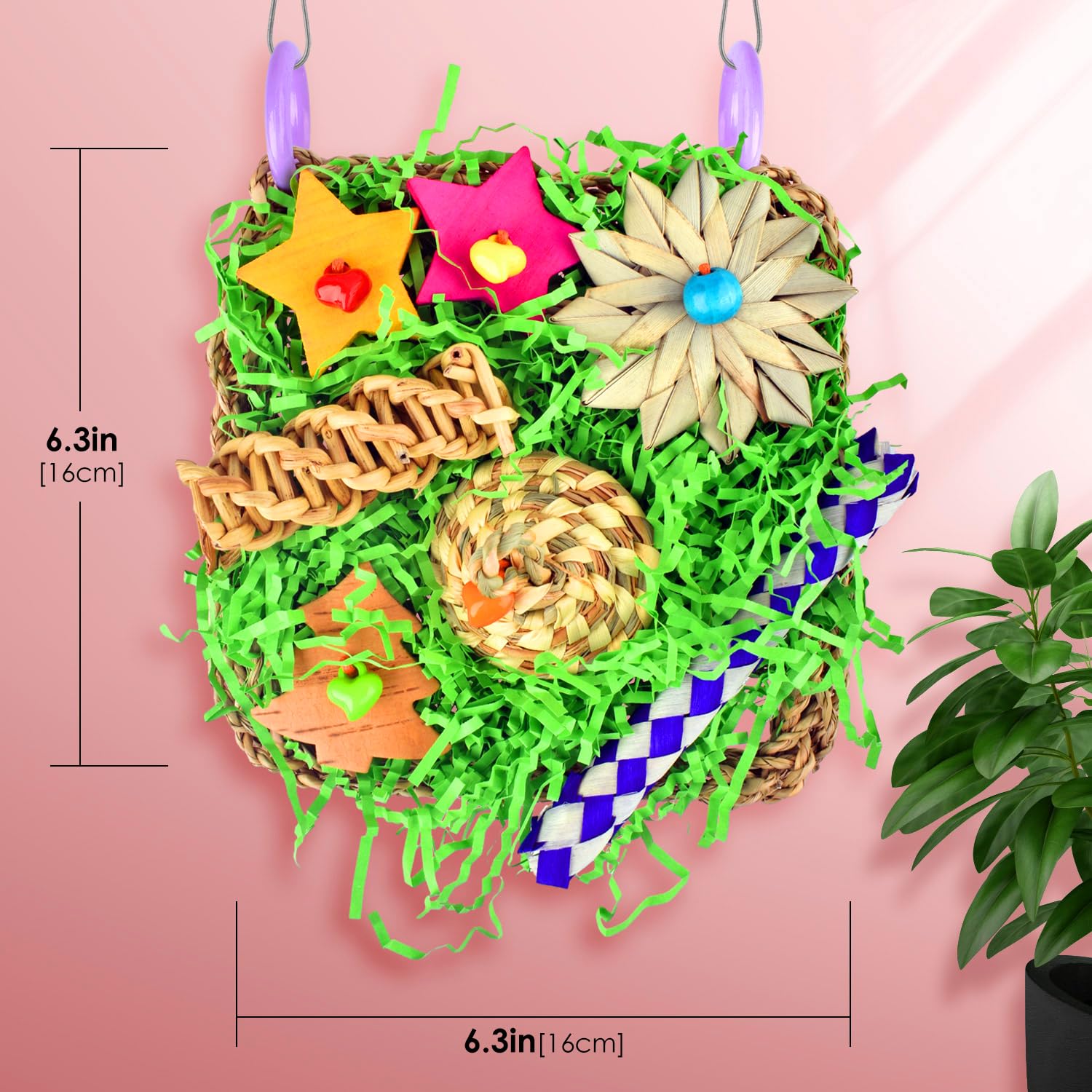 Katumo Bird Toys, Conure Toys Parakeet Grass Mat Toy Parrot Foraging Shredding Entertainments For Cockatiel Conure Lovebird Para