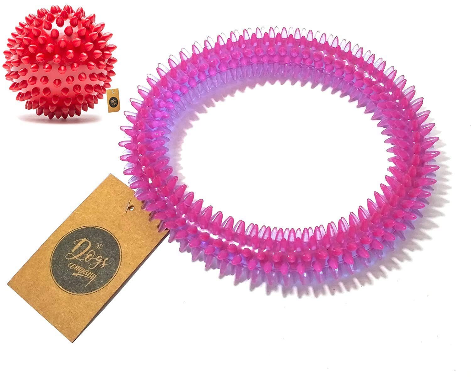 Pets Rubber Spiked Ball Dog Chew Toy And Rubber Spiked Ring Dog Chew Toy, Colour May Vary