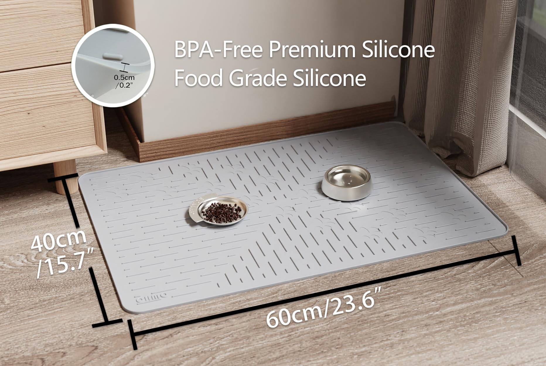 OHMO Cat Litter Mat Silicone Rubber 32x23.5 Formed by 2pc 23.5x16, Trapping Mats Waterproof and Non Slip Kitty Litter Catcher Bo