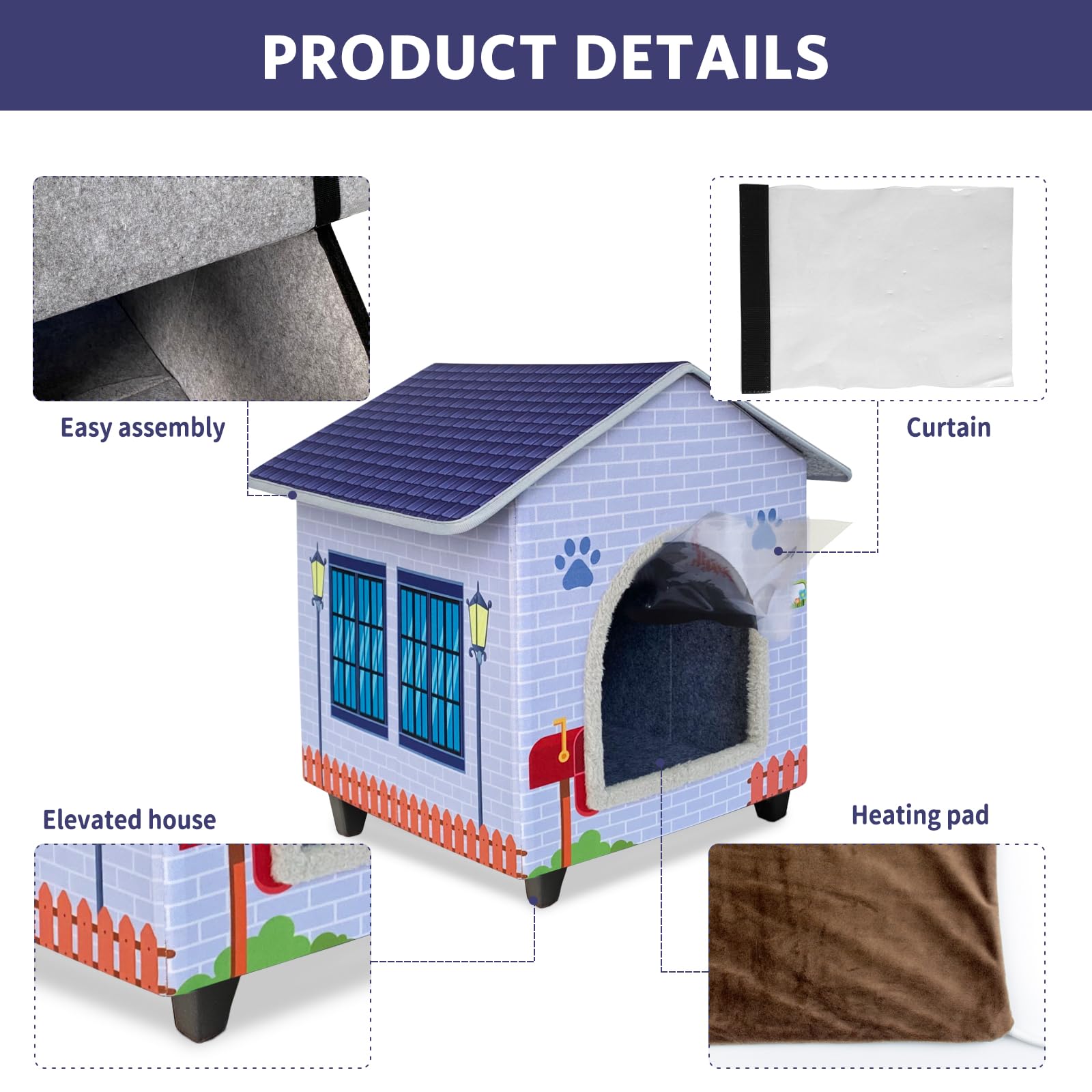Heated Cat Houses For Indoor/Outdoor Cats With Elevated Heated Cat Bed Providing Safe Feral Cats, Easy To Assemble
