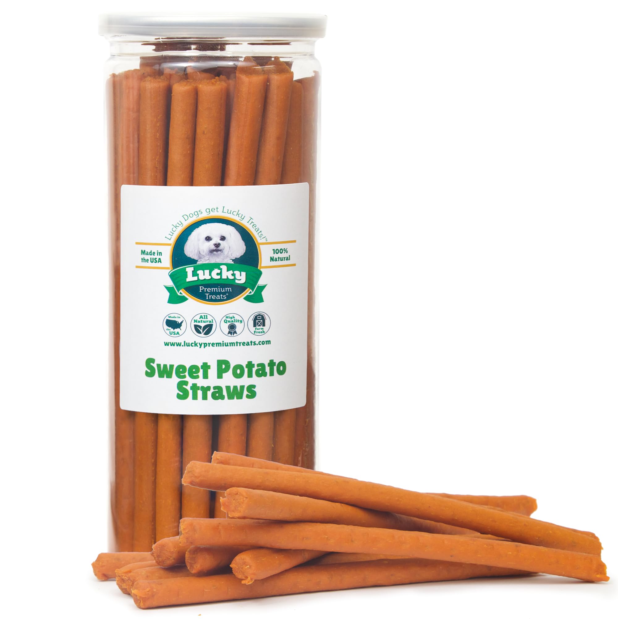 Sweet Potato Straws Dog Treats 7oz. - All Natural, Chewy Veggie Treats for Small & Medium Dogs - Training Reward Made in USA - S