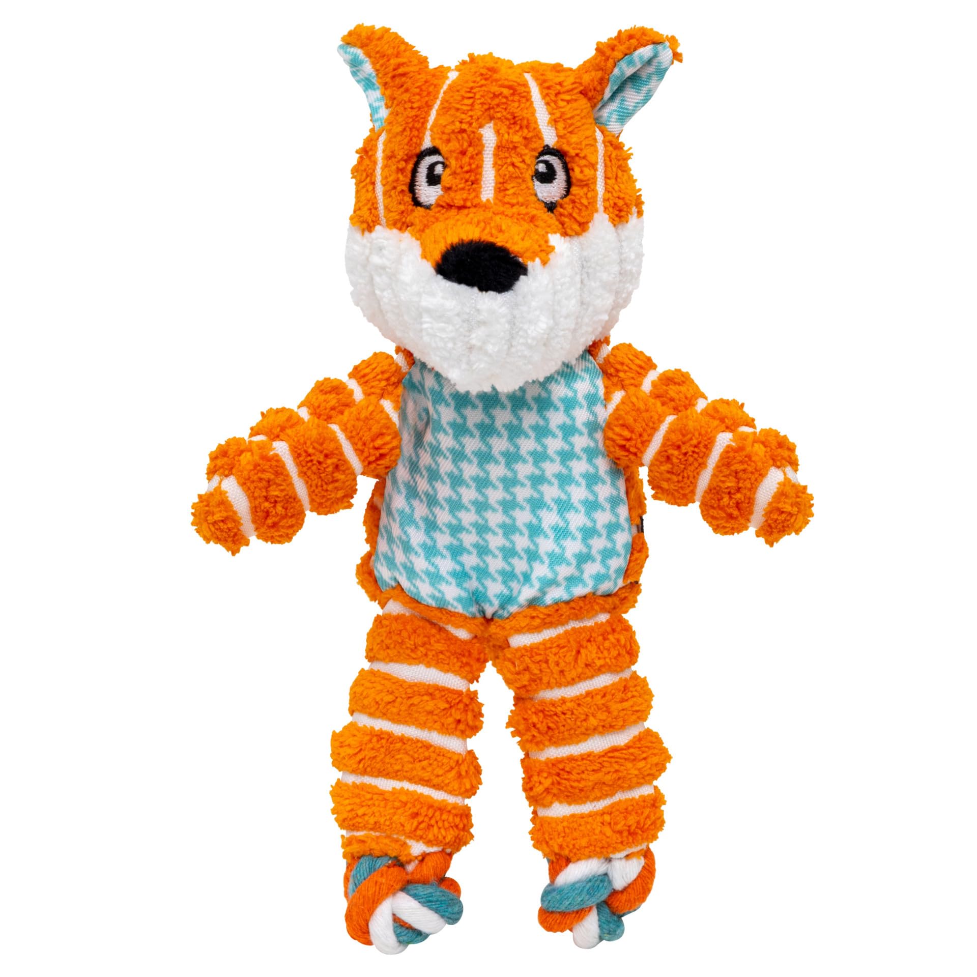 KONG Floppy Knots - Durable No-Stuffing Squeaky Rope & Plush Dog Toy - for Teething, Playing (Fox, X-Small)