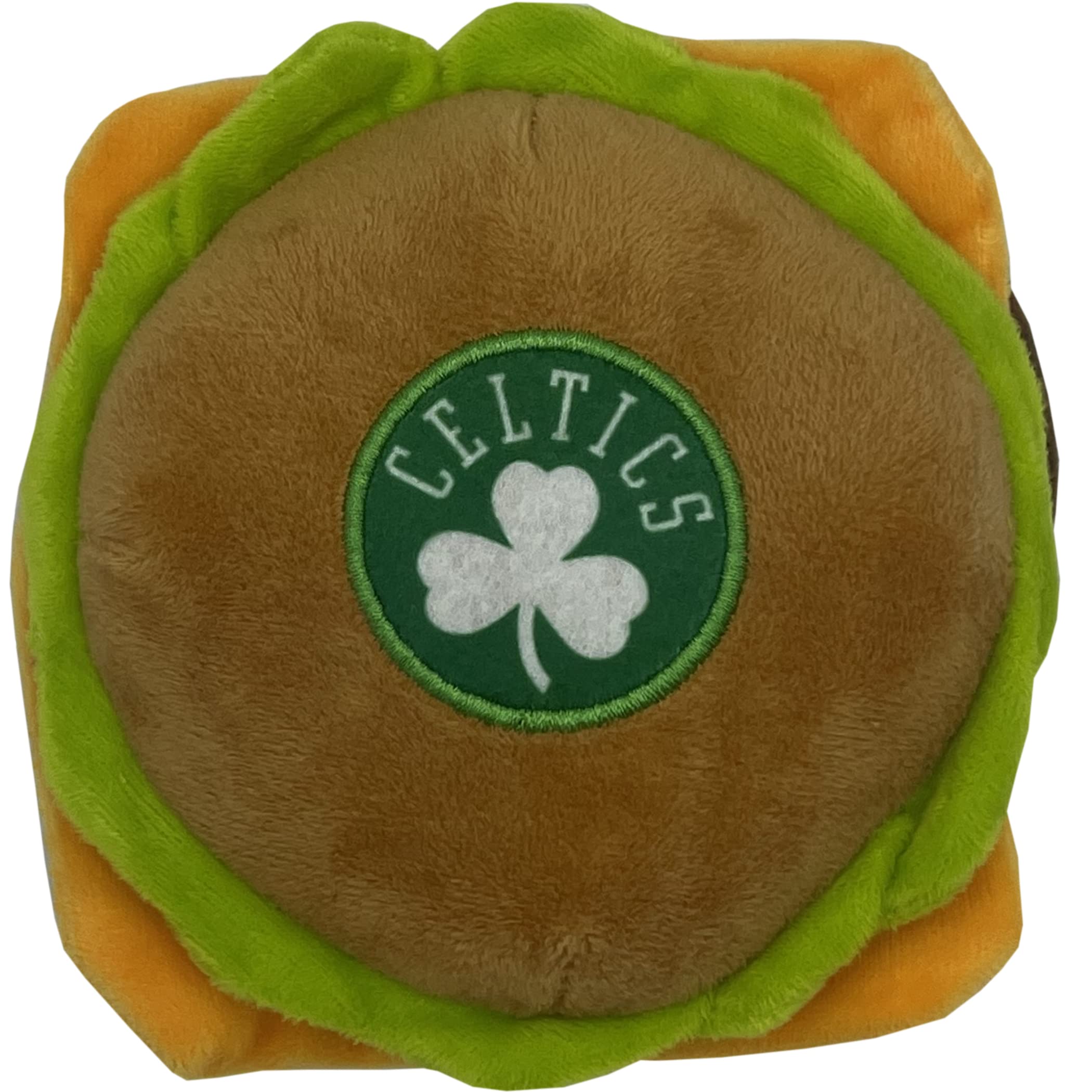 Pets First Nba Boston Celtics Cheese Burger Plush Dog & Cat Squeak Toy - Cutest Stadium Hamberger Snack Plush Toy For Dogs & Cat
