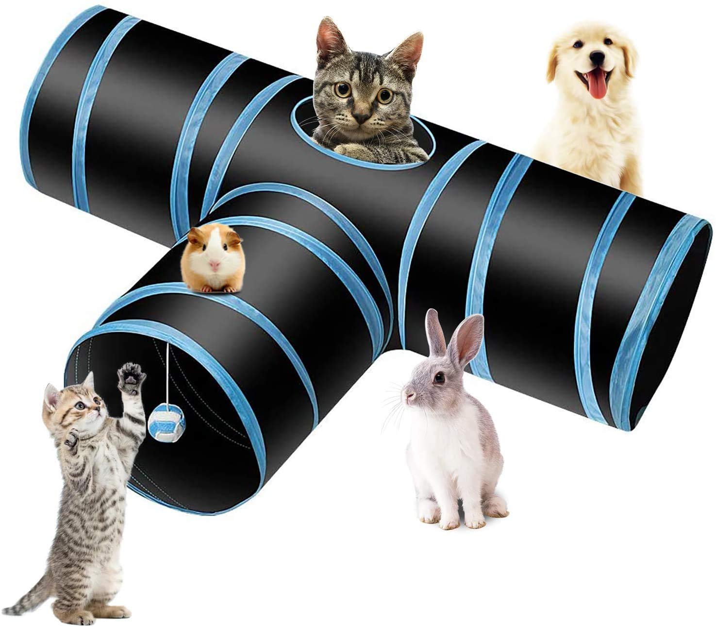 The Dds Store Cat Tunnel, 3Ways Collapsible Cat Toys Rabbit Toys For Indoor, Amusement Pet Tunnel With Suspended Ball, For Pupp