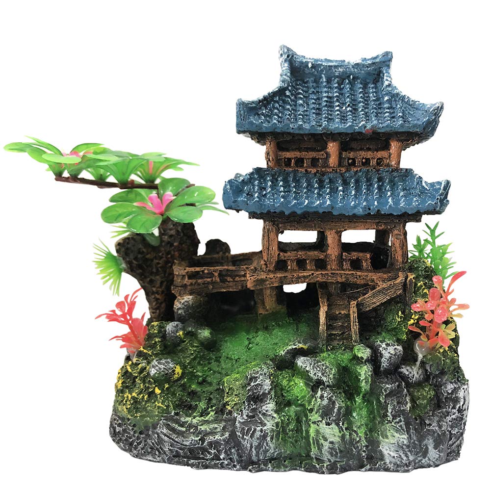 Slocme Aquarium Classical Resin Castle Decorations - Fish Tank Realistic Details Castle,Fish Tank Green Leaf Castle Aquarium Acc