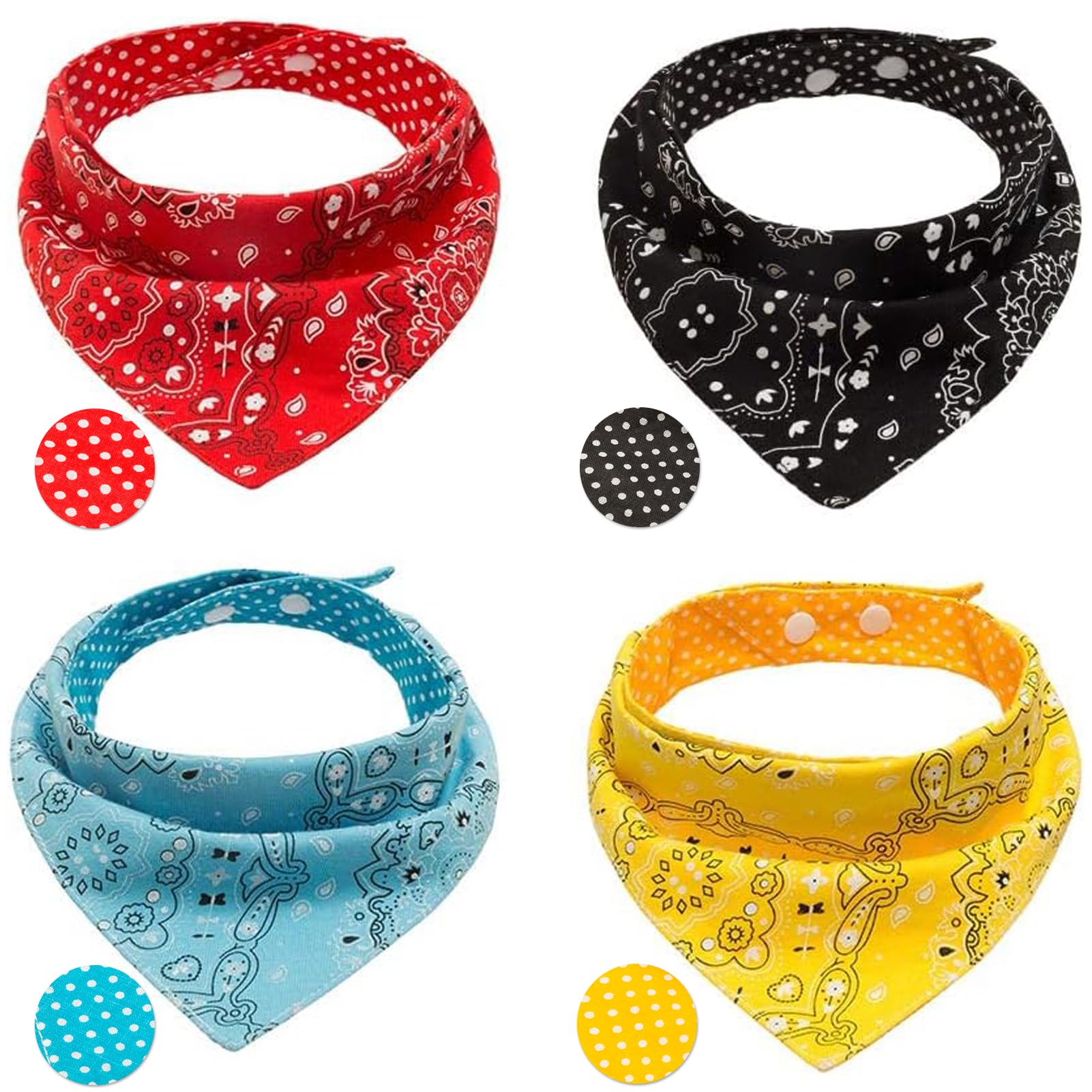 Pawchie Dog Bandanas Small Reversible Styles Pet Triangle Scarf Bibs - Adjustable With Two Snaps - Kerchief Set Accessories For Dogs, Puppy, Cats Red