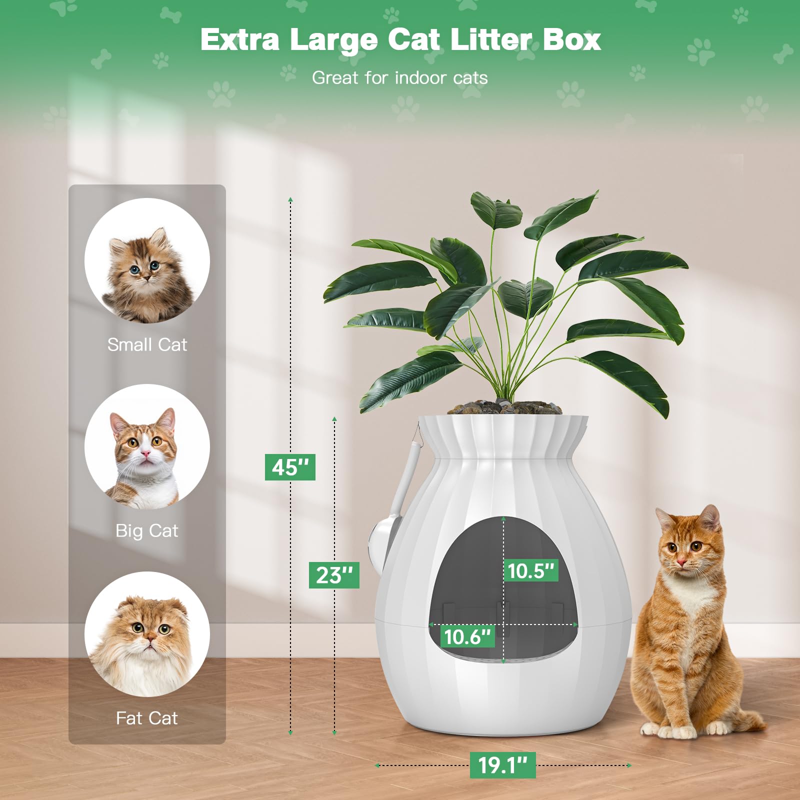 Plant Litter Box Equipped With Odor Removal System,Hidden Cat Planter Litter Box Enclosure For Big Cats,Enclosed Secret Cat Litt