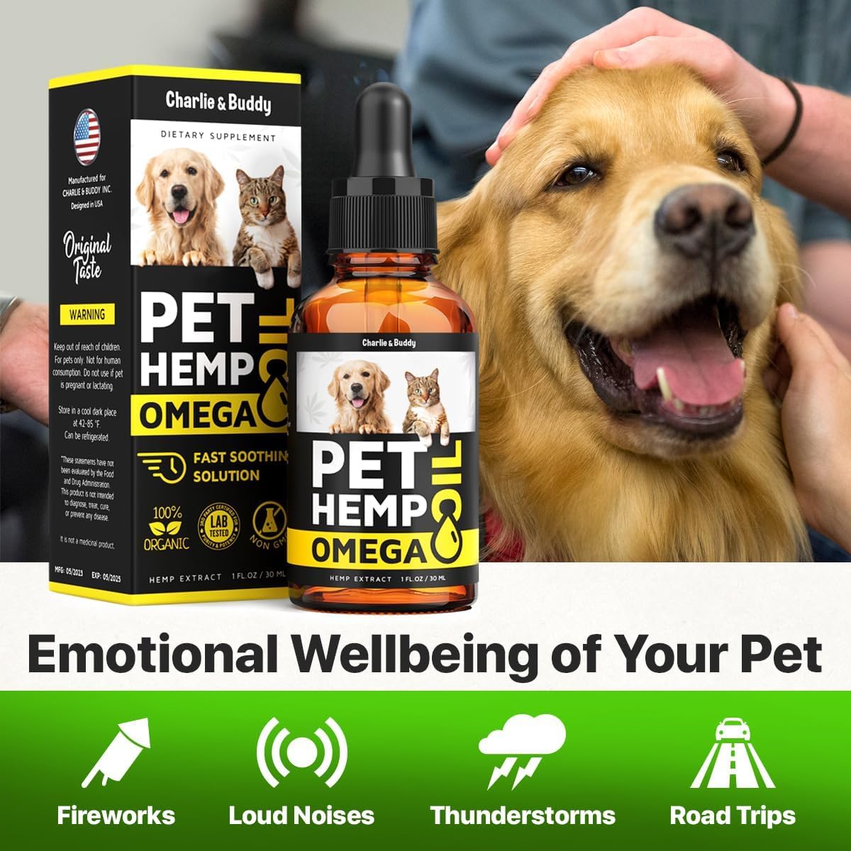Charlie&Buddy H?mp and Salmon Oil for Dogs Skin and Coat H?alth - 3, 6, 9 Omega Pet H?mp Oil for Dogs and Cats, Rich in Vitamins