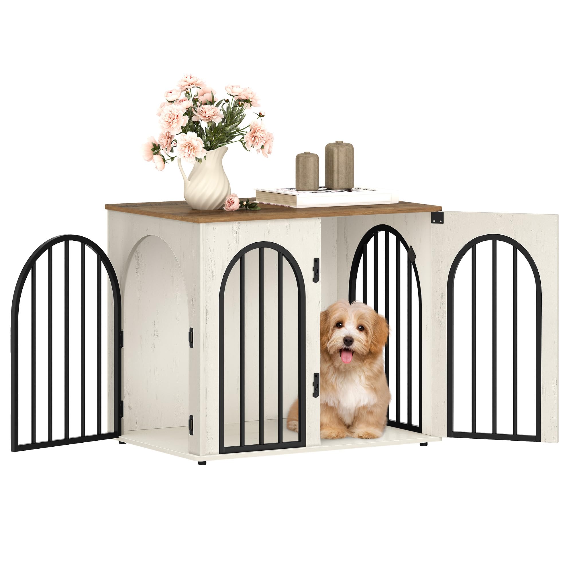 Hzuaneri 26.8 Wooden Dog Crate Furniture, Indoor Dog Kennel Dogs Cage for Small Dogs, Heavy Duty Dog Crates Decorative Pet Hou