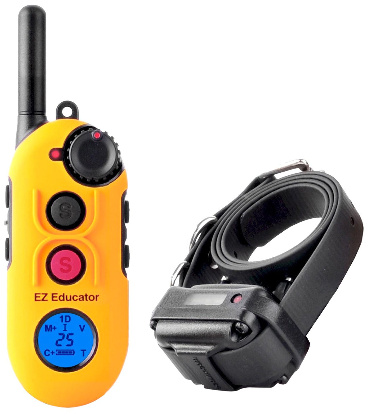 Educator Ez 1/2 Mile Dog Training Collar With Ergonomic Remote, Safe Humane Vibration Stimulation, Pavlovian Tone, Waterproof, Odorproof Biothane Collar, Night Light, Rechargeable, 1 Dog, Yellow