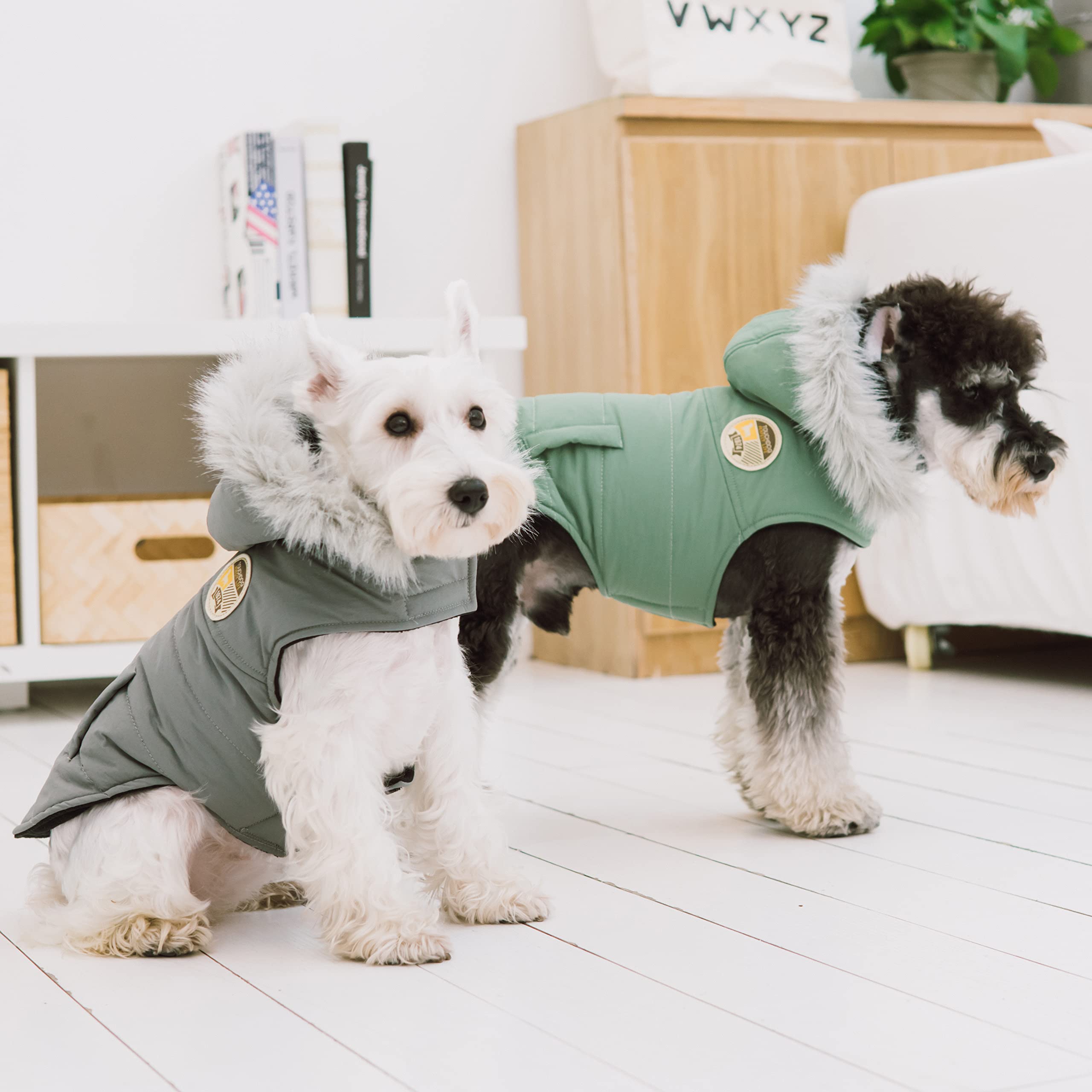 Touchdog 'Eskimo-Swag' Duck-Down Parka Dog Coat, Large, Grey
