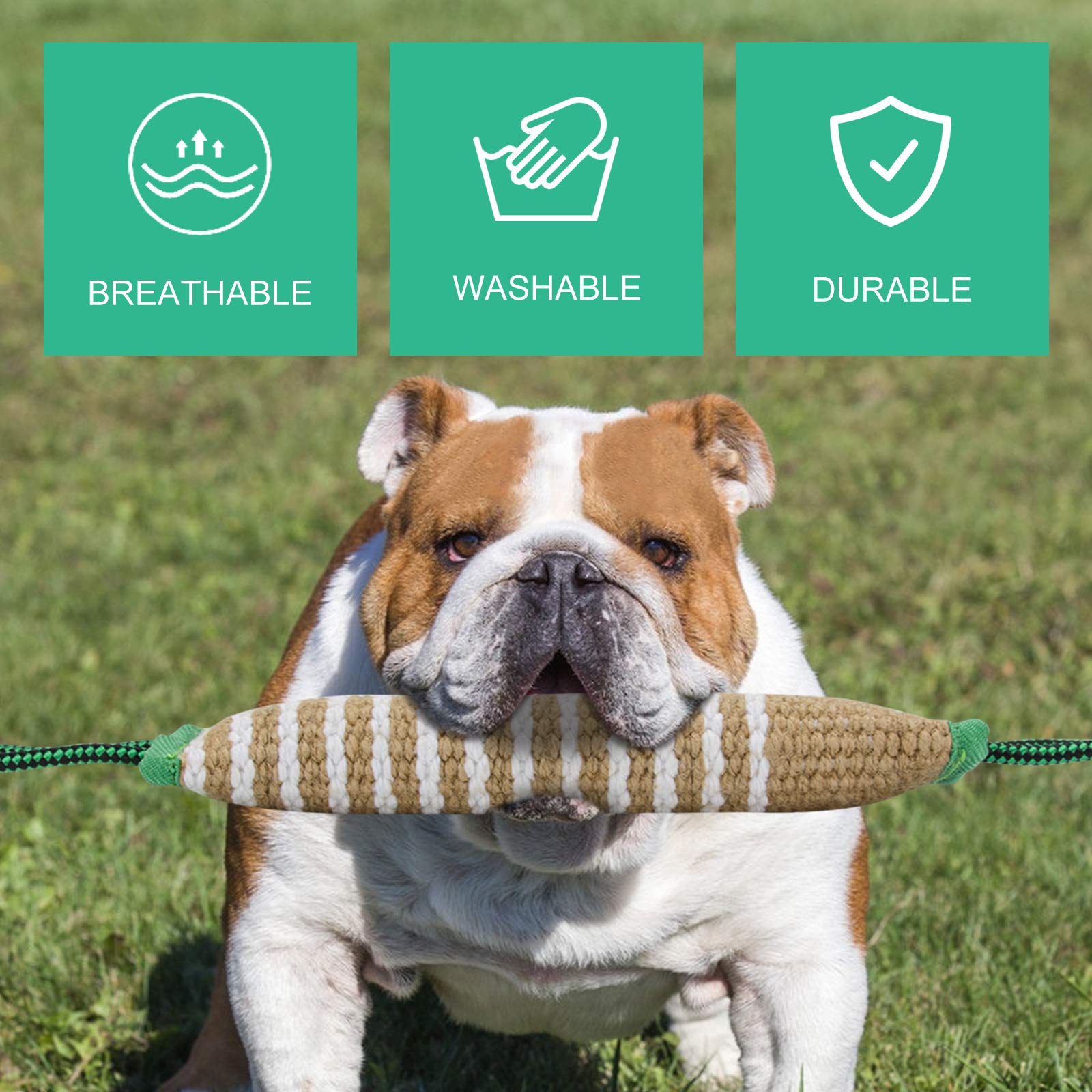 Dog Tug Toy, Dog Bite Jute Pillow Pull Toy With 2 Strong Handles, Perfect For Tug Of War, Puppy Training Interactive Play, Durable Bite Training Toys For Medium To Large Dogs (Green)