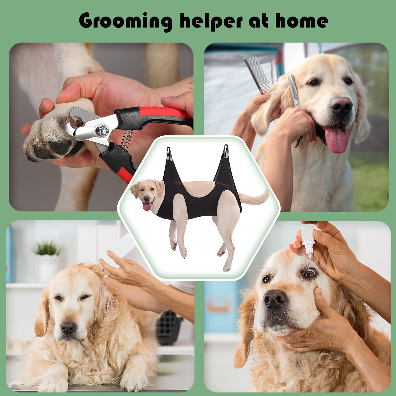 Guzekier Pet Dog Grooming Hammock Harness For Large Dogs, Dog Sling For Grooming, Dog Hammock Restraint Bag With Nail Clippers/T