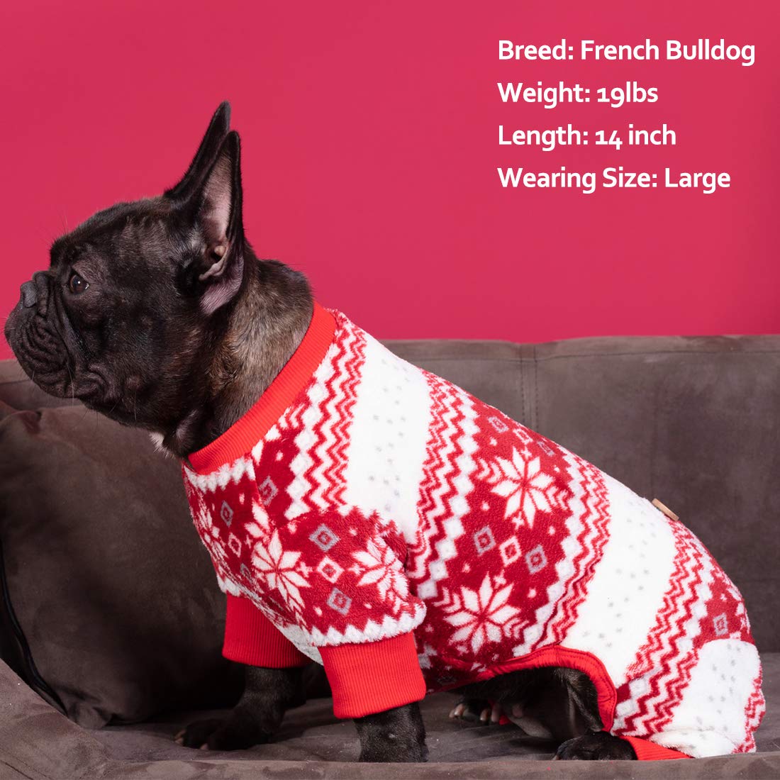 Kyeese Dog Pajamas Christmas Dog Pjs For Small Dogs Snowflake Holiday Dogs Onesie Soft Fleece