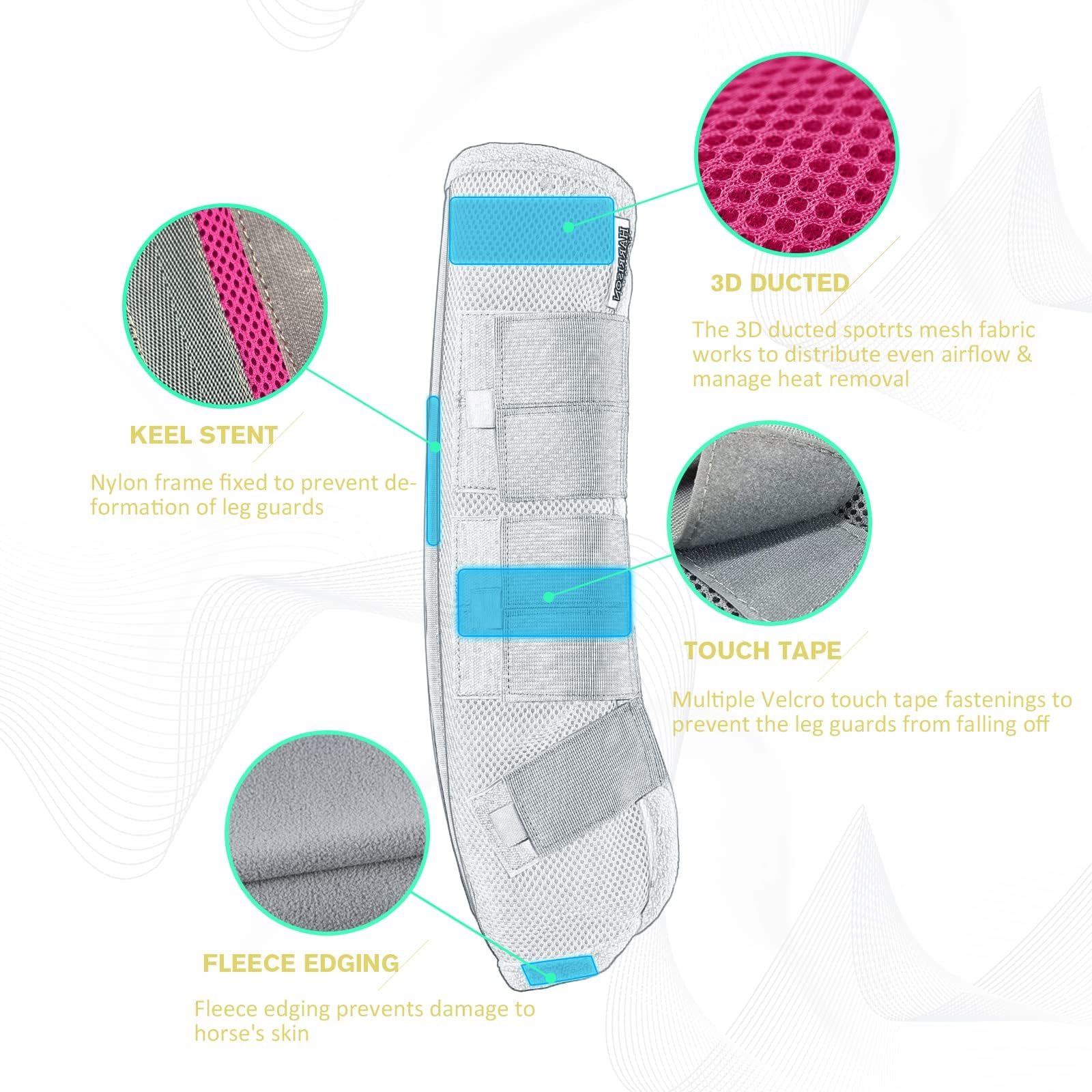 Harrison Howard Horse Fly Boots Leg Guards Fly Boots Protection Set of 4 Magenta Large Full Size