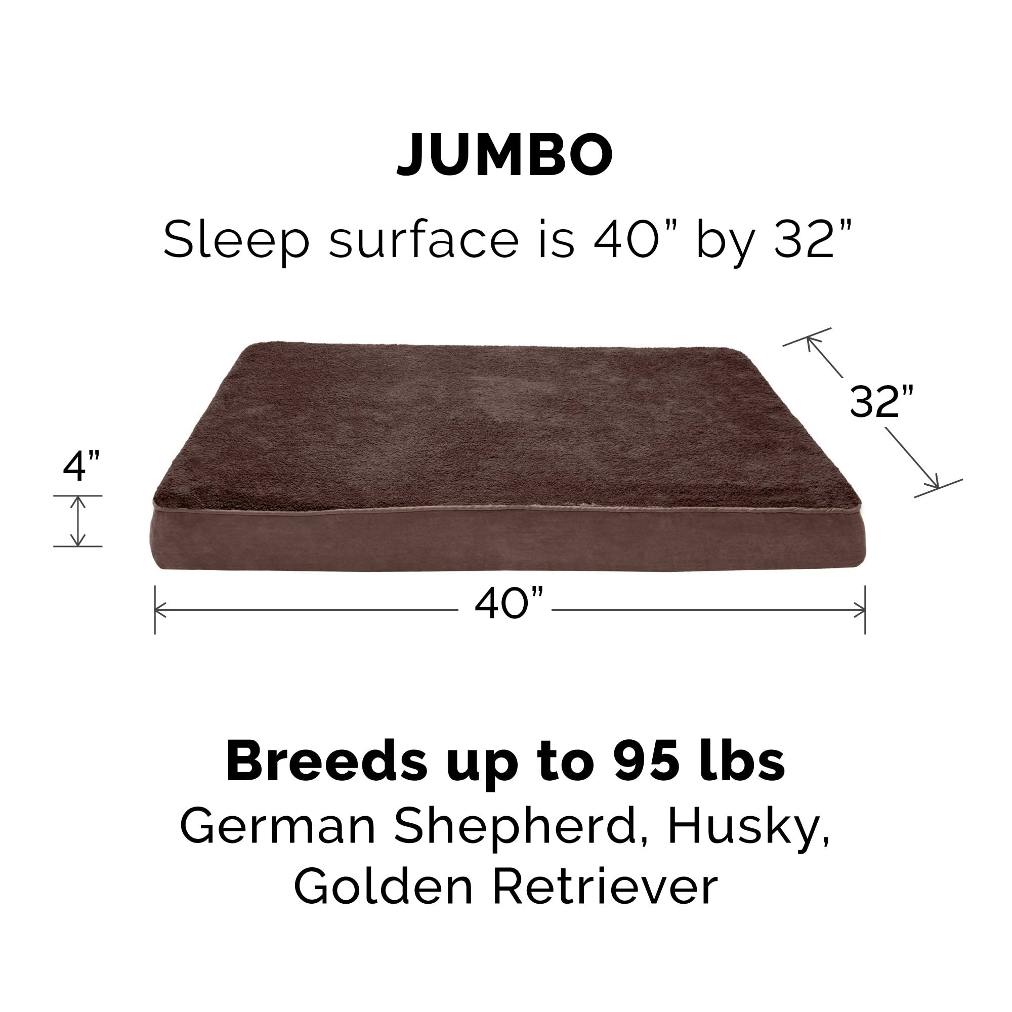 Furhaven Orthopedic Dog Bed for Large Dogs w/ Removable Washable Cover, For Dogs Up to 95 lbs - Terry & Suede Mattress - Espress