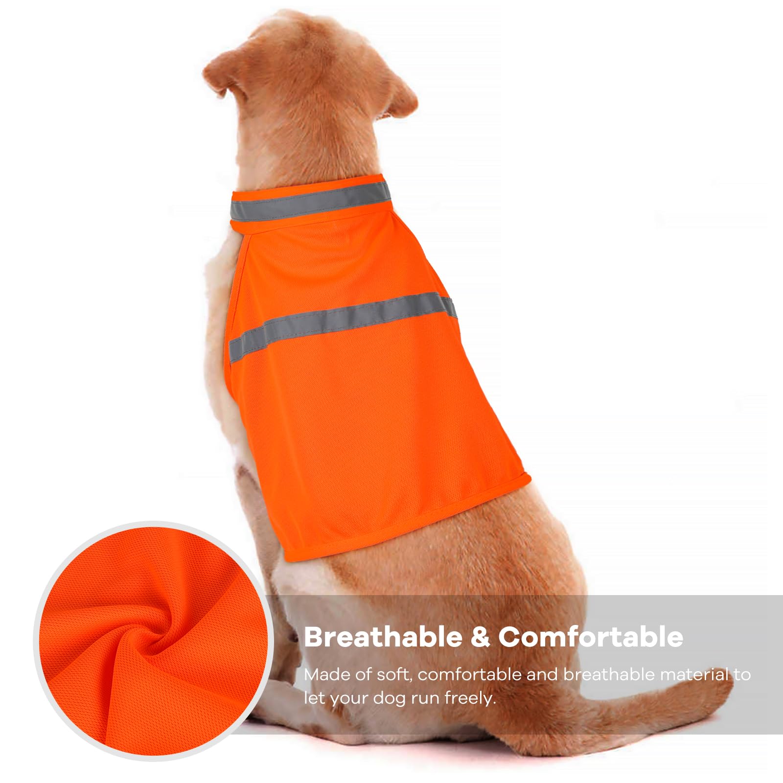 Dog Jacket High Visibility Safety Reflective Dog Vest For Small Medium Large Dogs (Small, Orange)