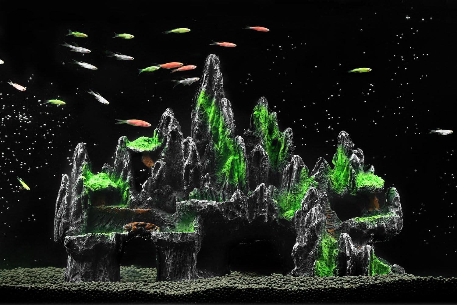 Ibwell Aquarium Ornament Rock Cave Landscape, Artificial Mountain Hill View Stone With Moss, Fish Tank Decoration