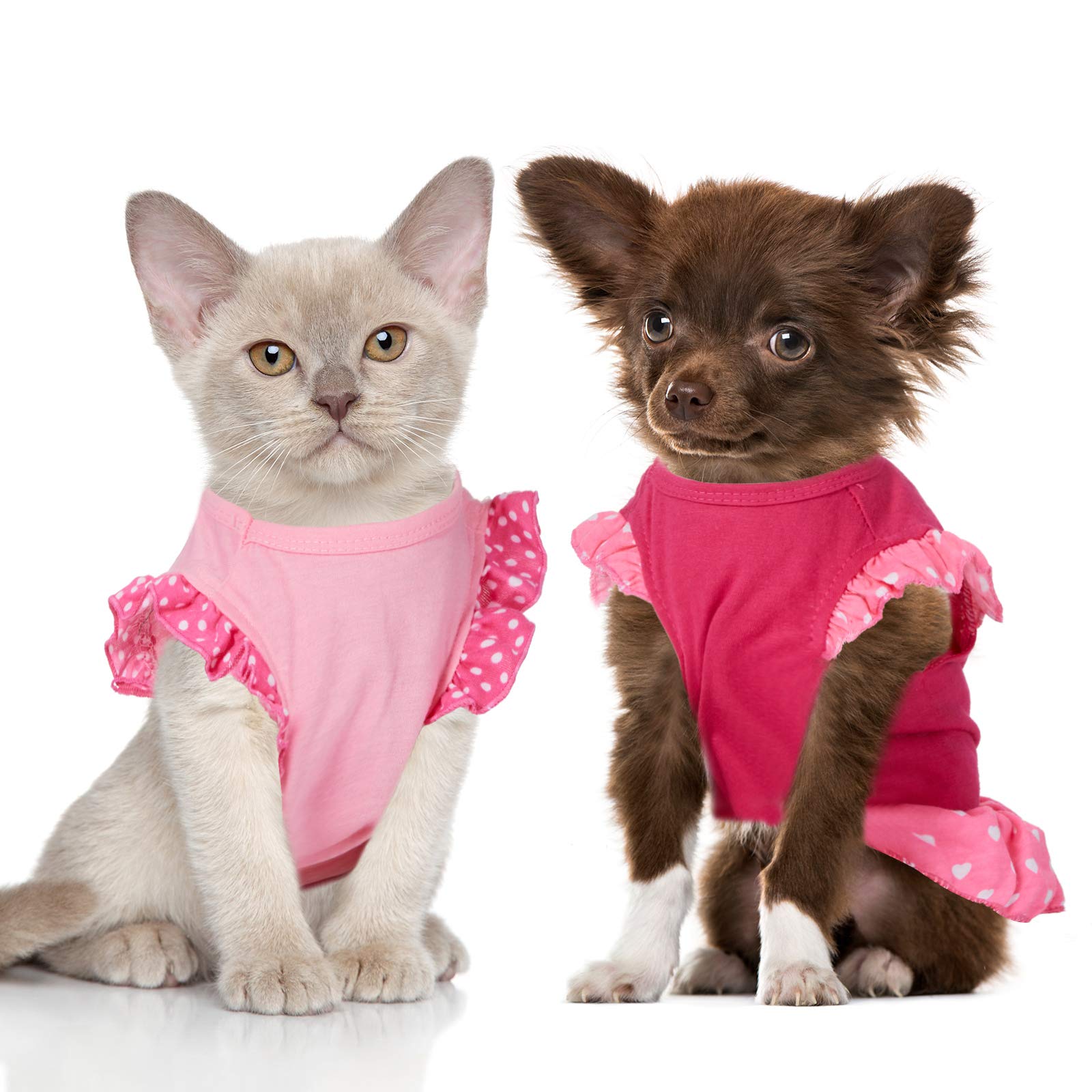 Weewooday 4 Pieces Pet Dress Shirt Cute Pink Dog Sundress Printed Dog Princess Dress Puppy Summer Apparel Clothes Pet Skirt Shir