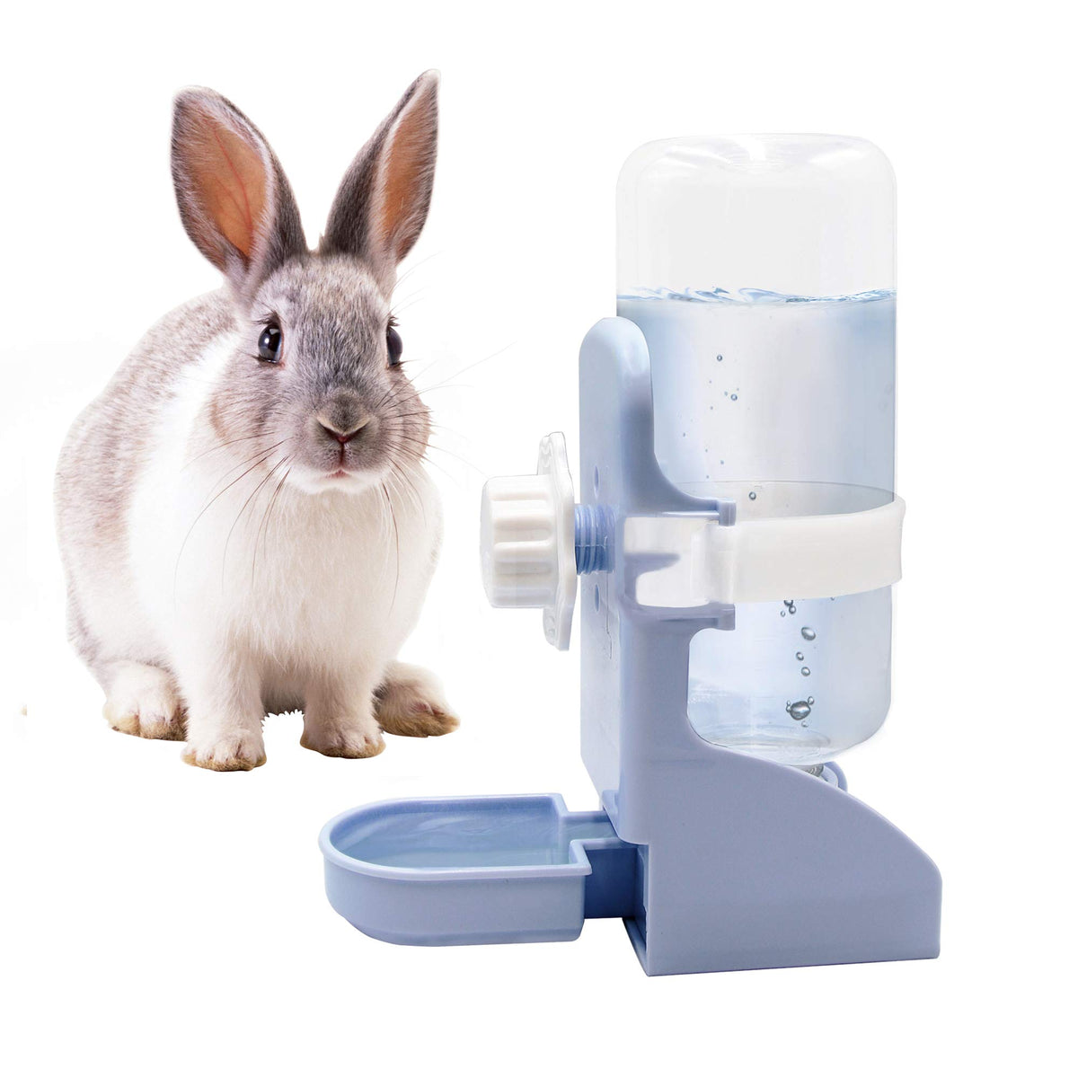 Llspet Rabbit Water Bottle Suspension Water Dispenser For Mini Pet Bunny Guinea Pig Chinchilla, 500Ml Automatic Water Bottle By Gravity Flow Supply, Prevent Overflow, Bpa Free (Blue)