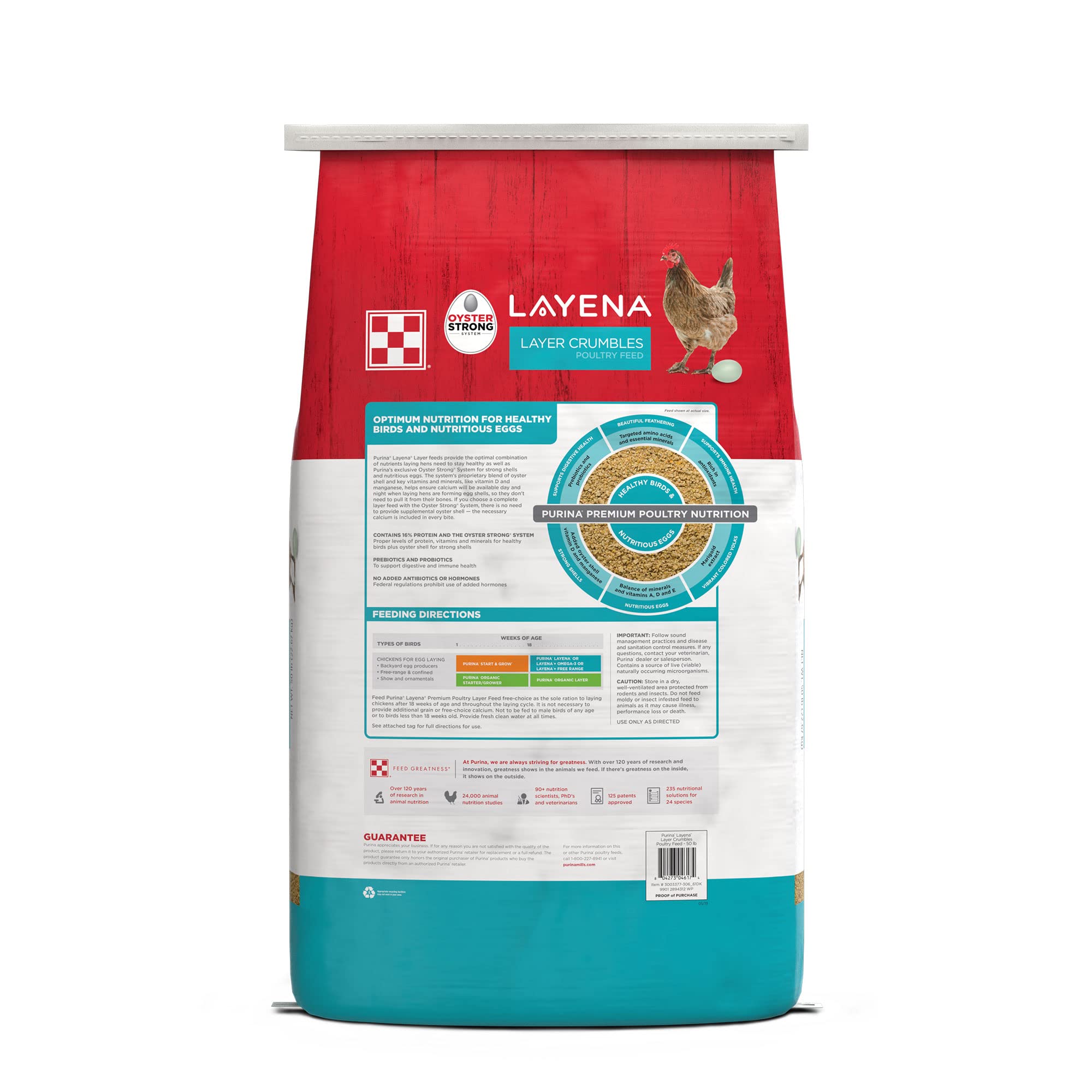 Purina, Layena Crumbles, Chicken Feed for Laying Hens, 50 lbs