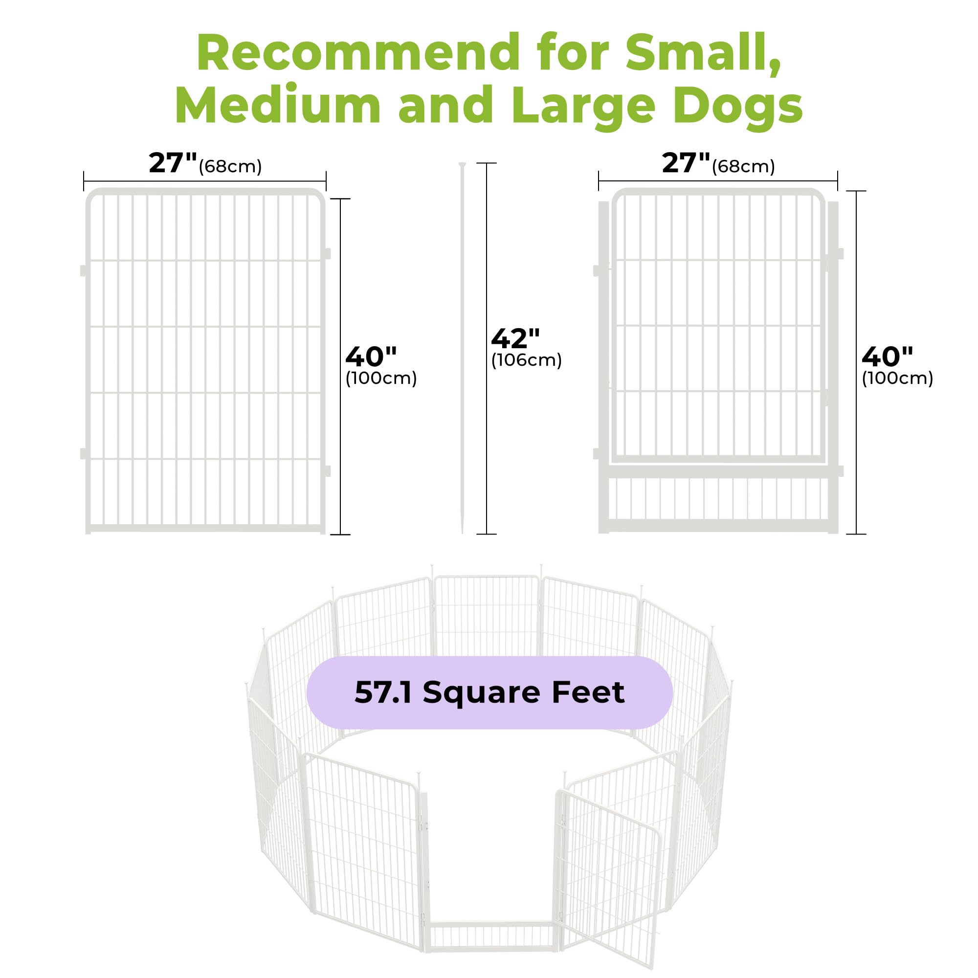 Sunsgrove Indoor Dog Playpen With Wider Door, 40 Inch 12 Panels Non Slip Dog Pen Indoor, Anti Rust Dog Fence, Free And Safe Play