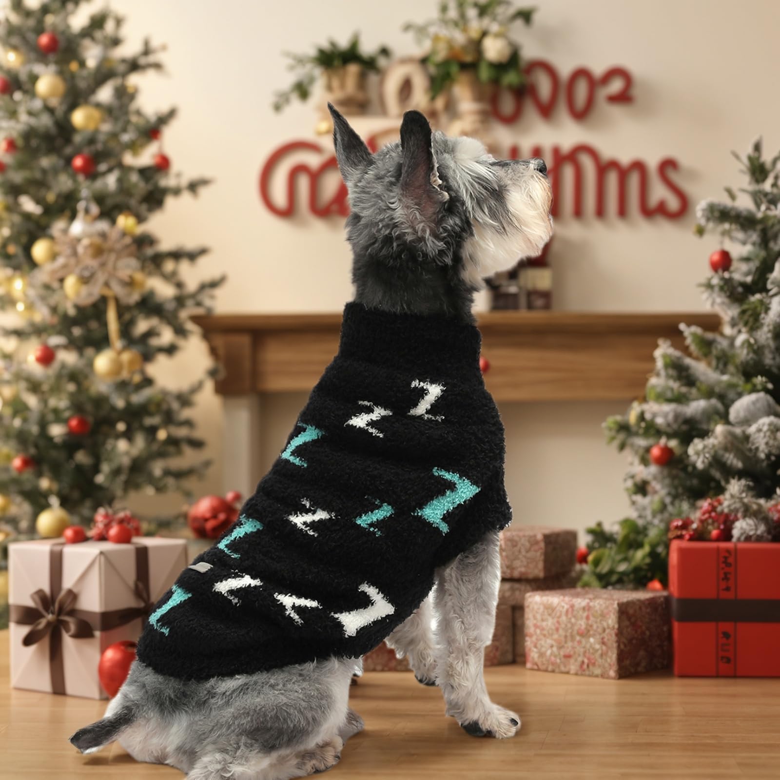 Mengmengda Dog Sweaters For Small Dogs Boy Girl Dog Pullover Sweater Dog Clothes Cold Weather Cable Knitwear Thick Warm Outfits For Chihuahua Bulldog Dachshund Pug Yorkie (Black-S