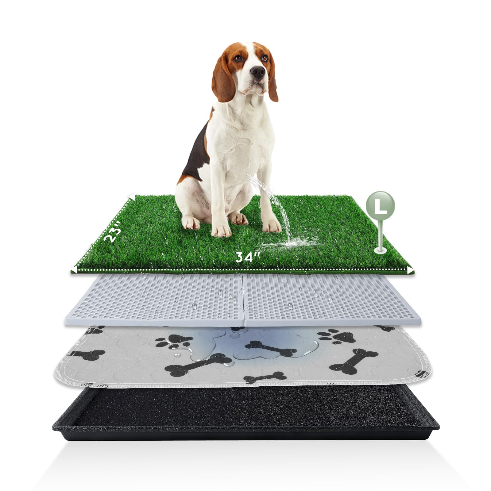 Hq4Us 4Legs Dog Grass Pad With Tray Extra Large 45     34    Ultra-Absorbent Artificial Grass Pad For Dogs Potty Grass Hemmed Ed