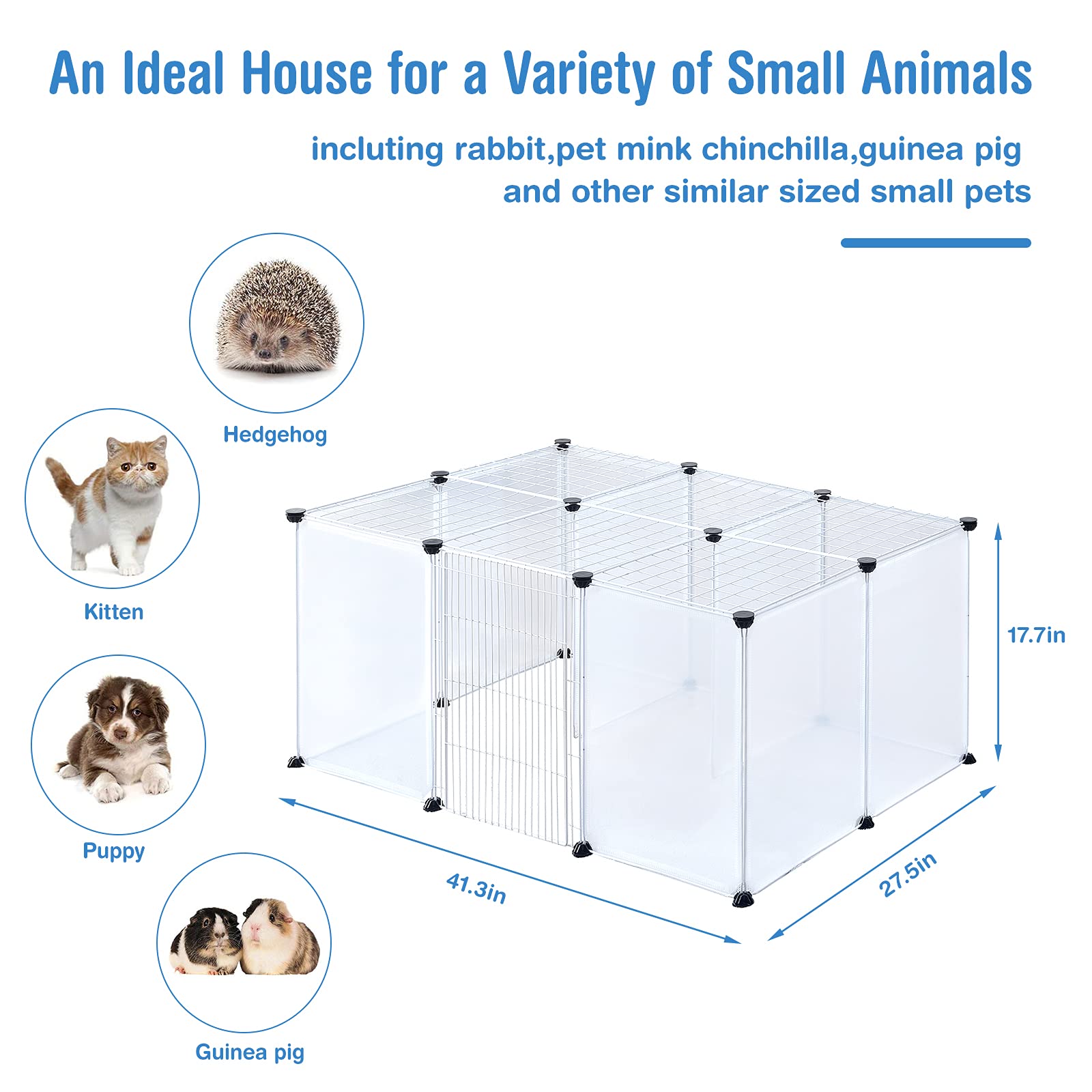 Brian & Dany Pet Plastic Playpen, Play Pen Indoor For Kitten, Hamster, Rabbit, Guinea Pig, Clear Enclosure Fence, 17.7 X 13.7 In