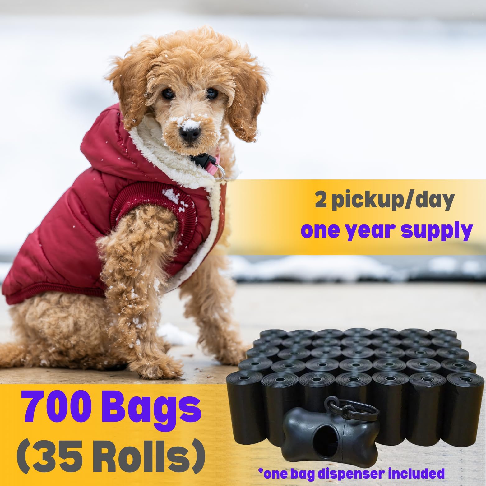 Dog Poop Biodegradable Black Bags With Dispenser (700 Bags) Eco-Friendly Doggy Poop Bags Pickup Bag 35 Refill Rolls Eco Dog Wast