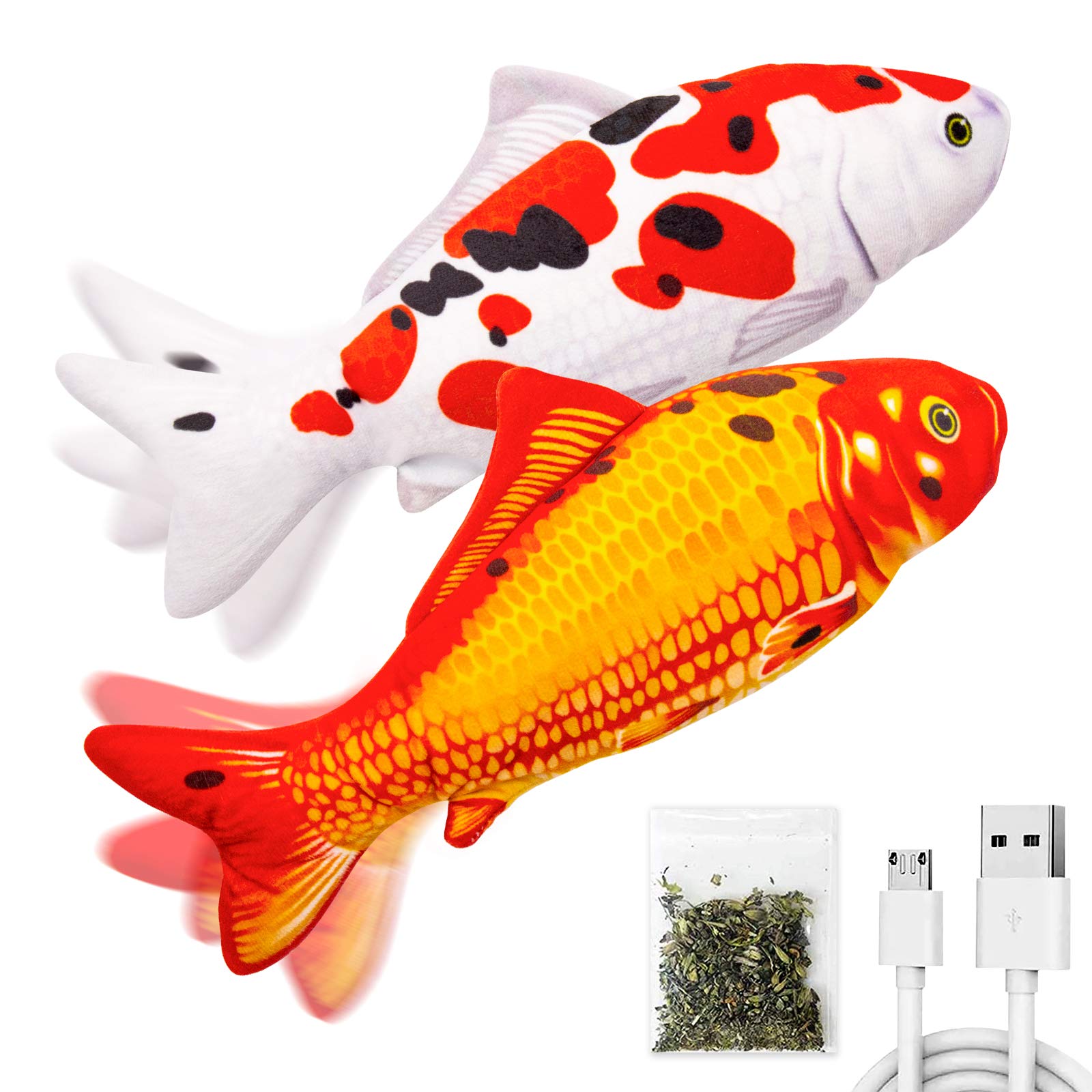 TOOGE 2 Pack 11  Floppy Fish Cat Toys with SilverVine and Catnip for Indoor Cats for Small Dogs Interactive Automatic Flopping F