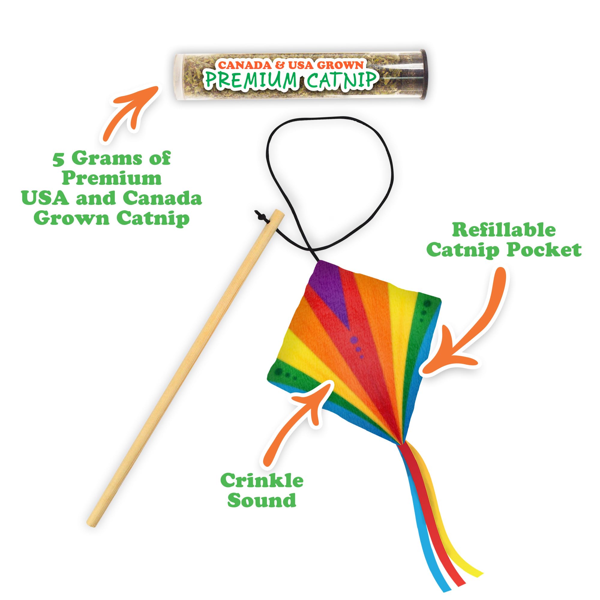 Meowijuana | Get Higher Bundle | Get Higher Kite, King Size Catnip Joints, And Whisker Tickle | Promotes Play And Cat Health | I