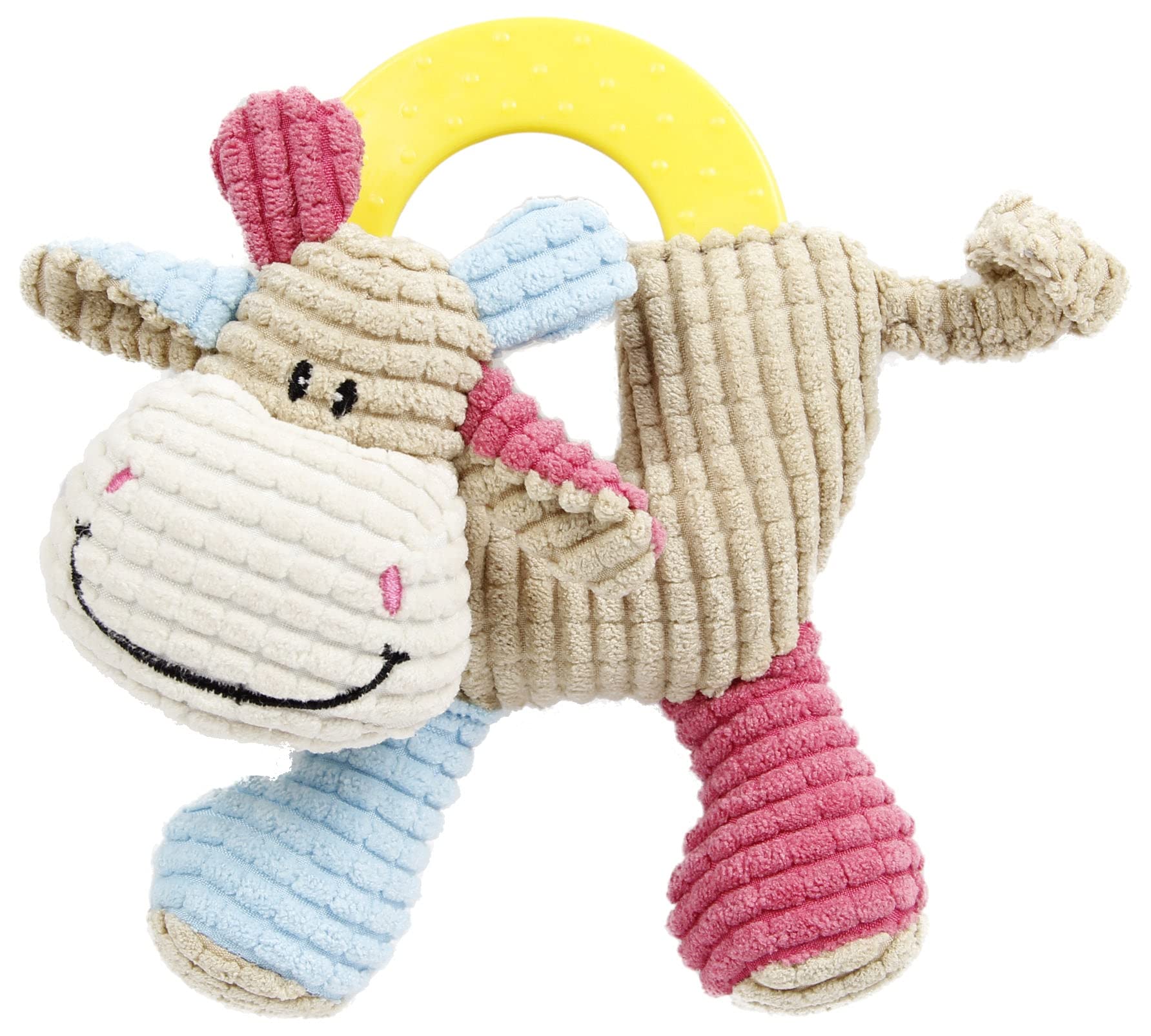 Pet Life  Moo-cifier Plush Squeaking and Rubber Teething Newborn Puppy Dog Toy