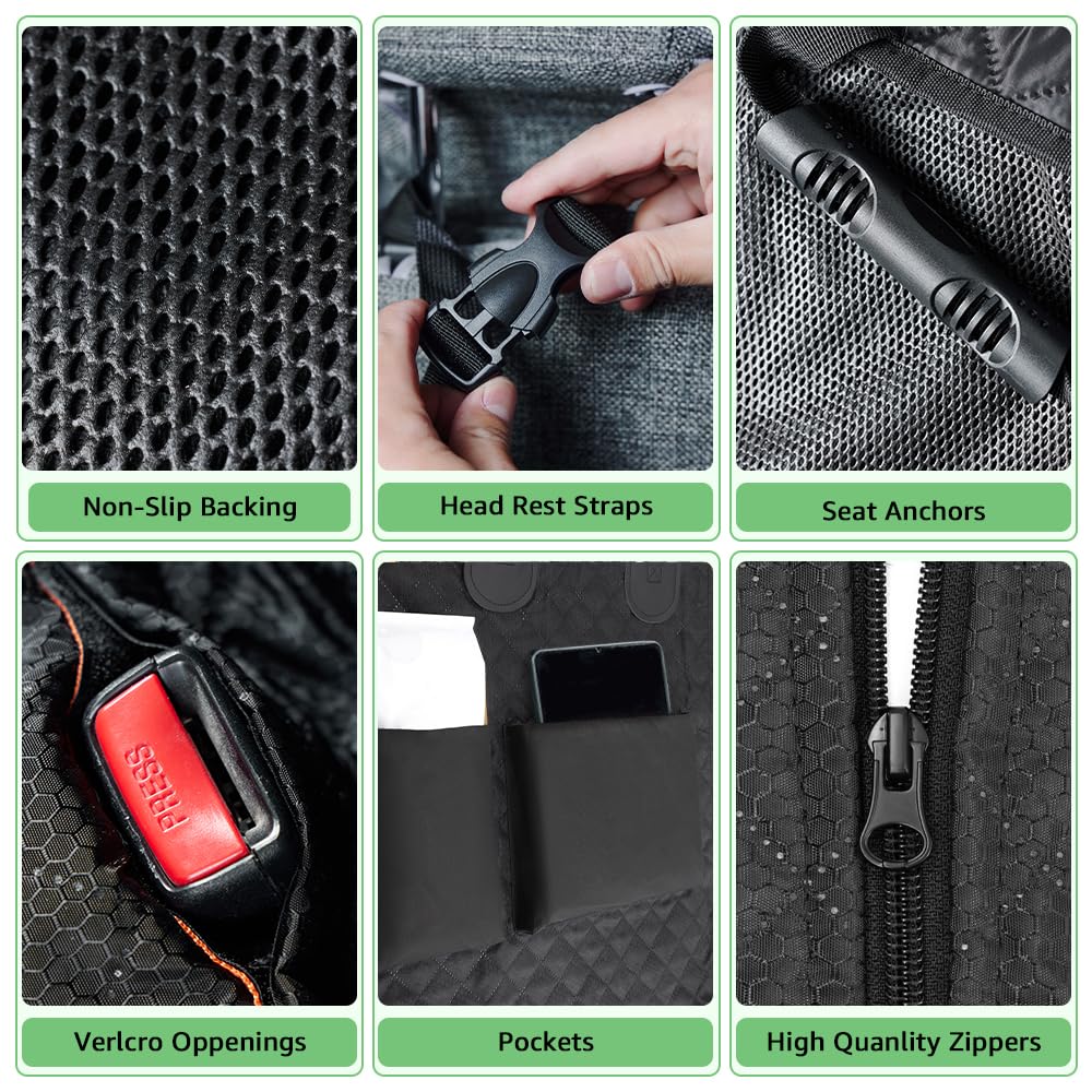 Vailge 100% Waterproof Convertible Dog Car Seat Covers, Waterproof Dog Seat Cover With Mesh Window, Heavy Duty Seat Cover For Dogs, Dog Car Hammock Pet Seat Cover For Cars Trucks Suvs,Black,Standard