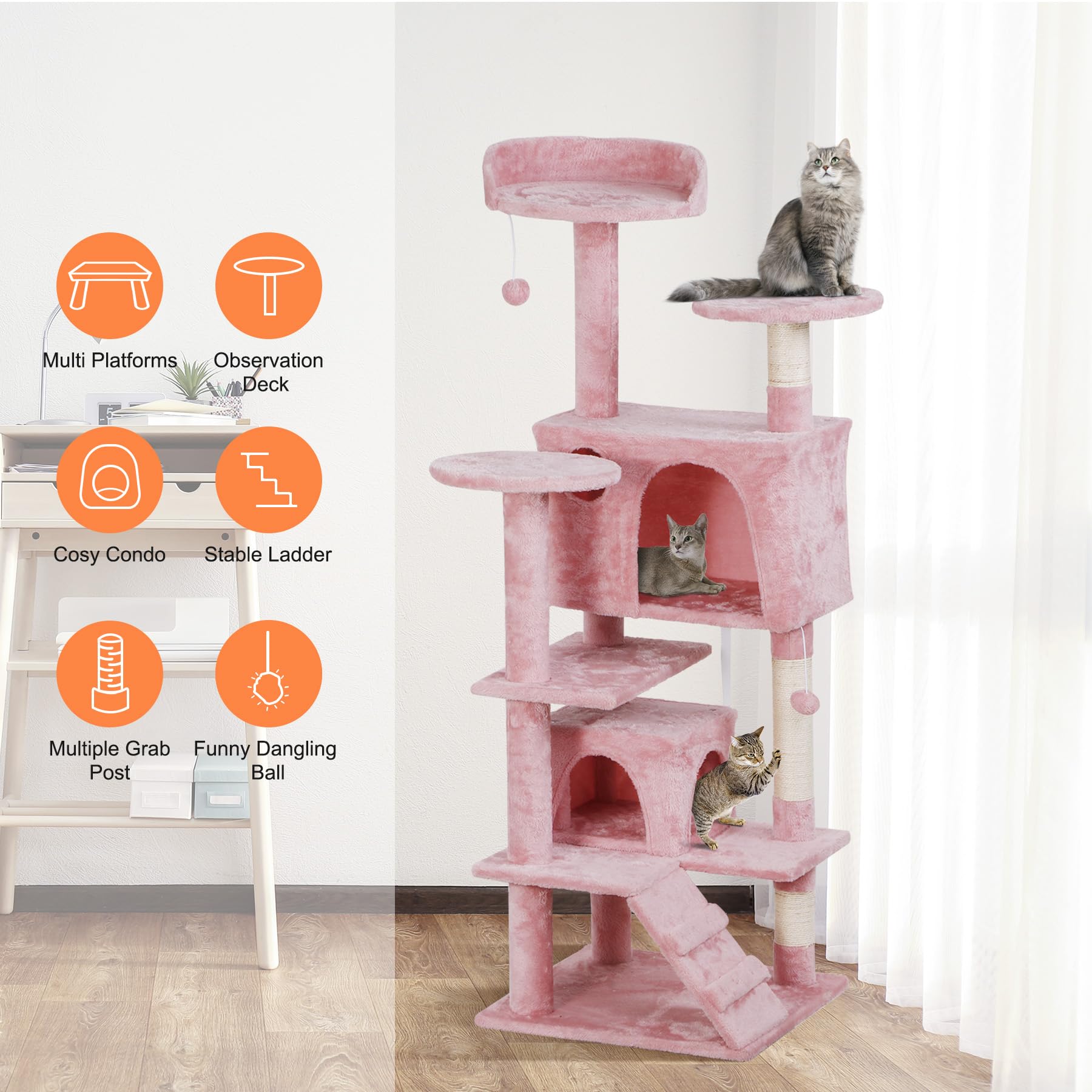 Nova Microdermabrasion 54 In Cat Tree Tower For Indoor Cats Multi-Level Cat Condo Cat Bed Furniture With Scratching Post Kittens