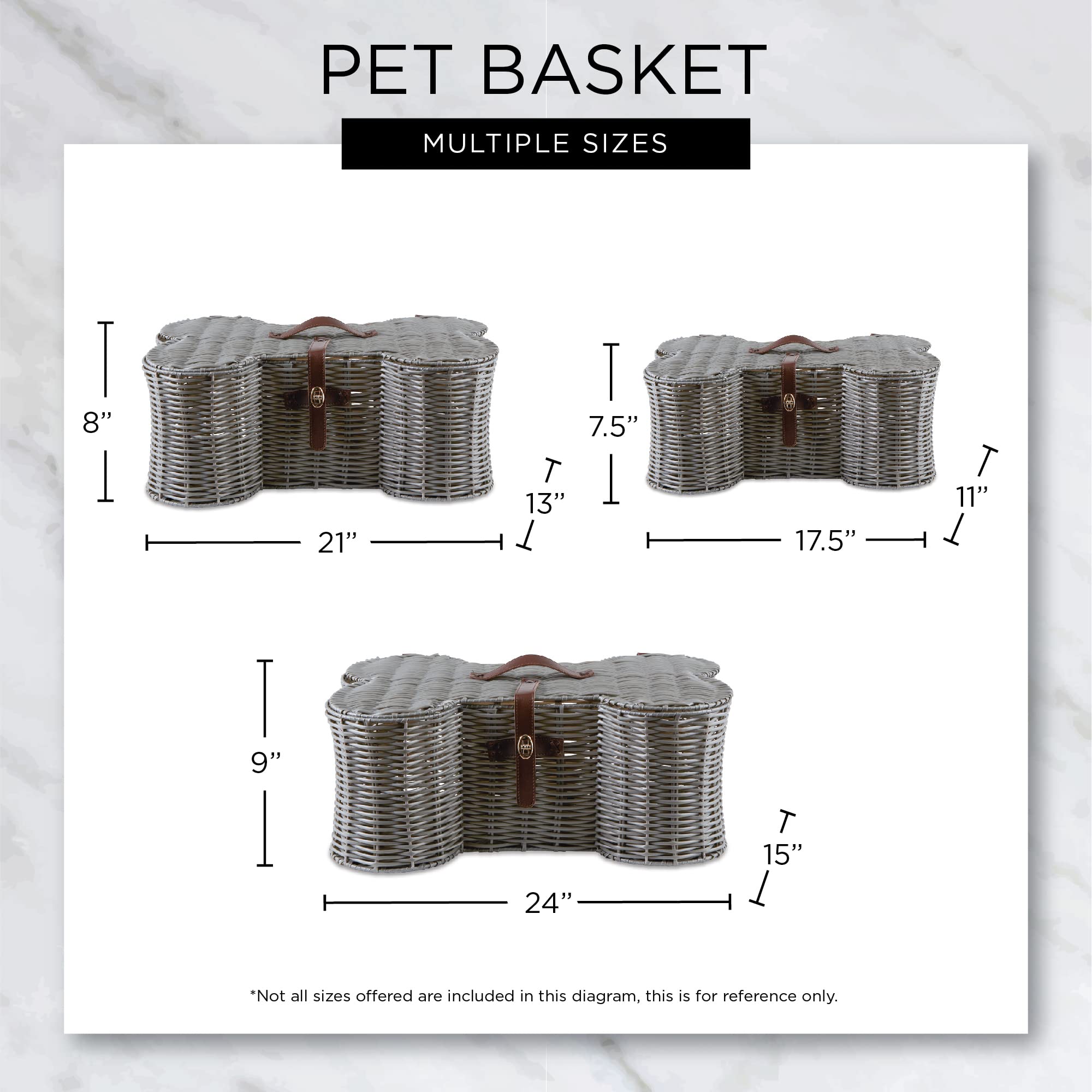 Bone Dry Pet Storage Collection Toy Basket, Medium, 21x13x8, Beige Plastic Wicker
