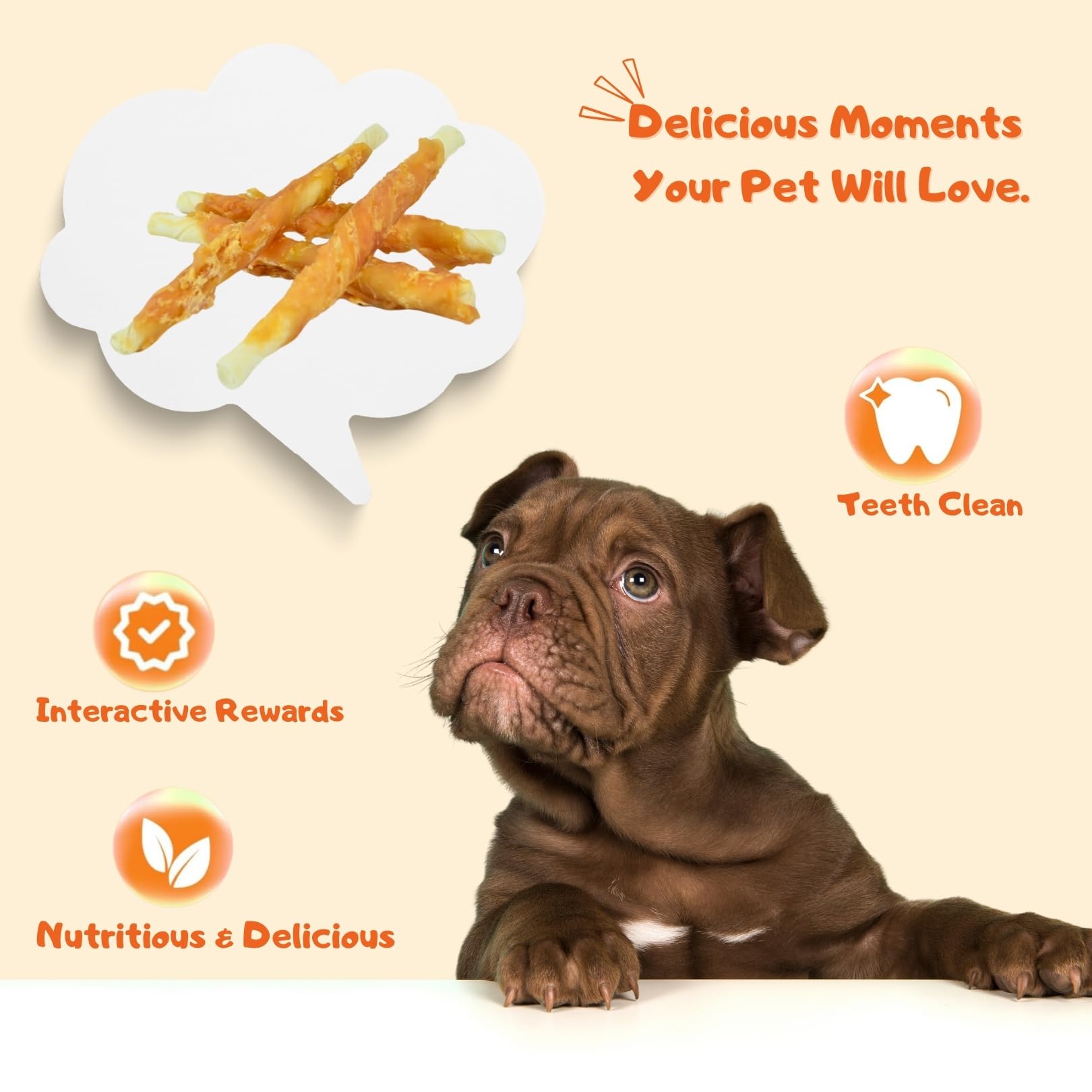 PETPURO Chicken Wrapped Rawhide Hide Twists Sticks Dog Treats, Long-Lasting Natural Dog Chew Snacks for Puppy and Small Dogs