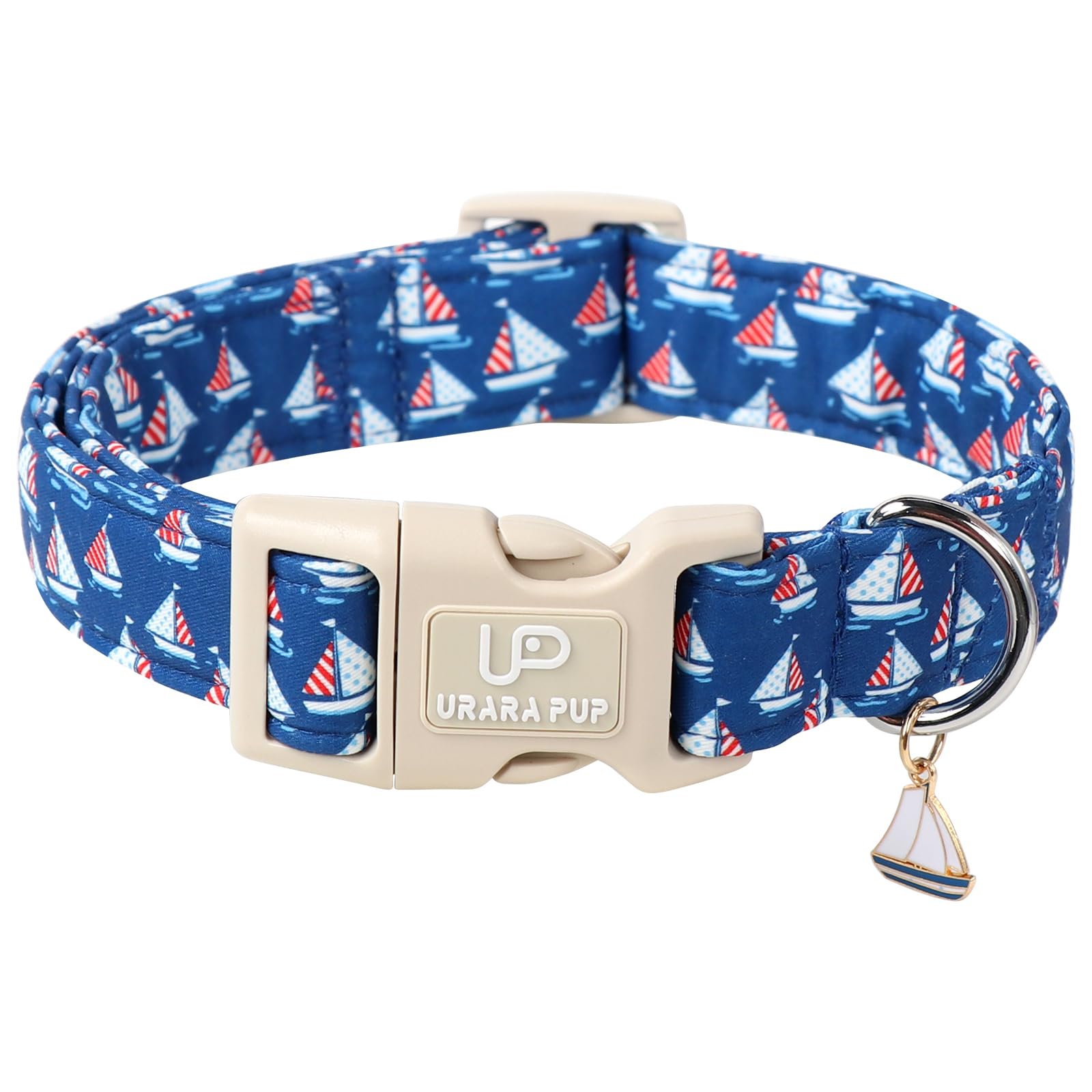 Up Urara Pup Usa Flag Dog Collar, 4Th Of July Comfortable Cotton Dog Collars, American Flag Collar For Medium Girl Boy Dogs, Pat