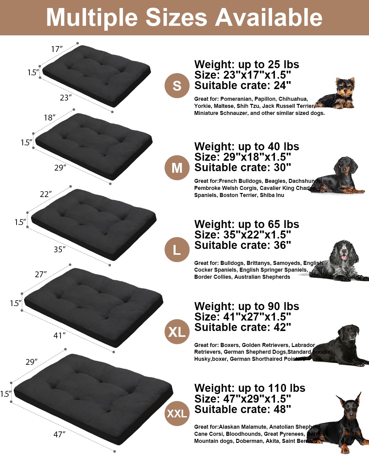 Emslx Dog Crate Bed For X Large Size Dogs,Xl Washable Dog Kennel Pad Ultra Soft Pet Sleeping Mat For Cages,Anti-Slip Bottom,41X2