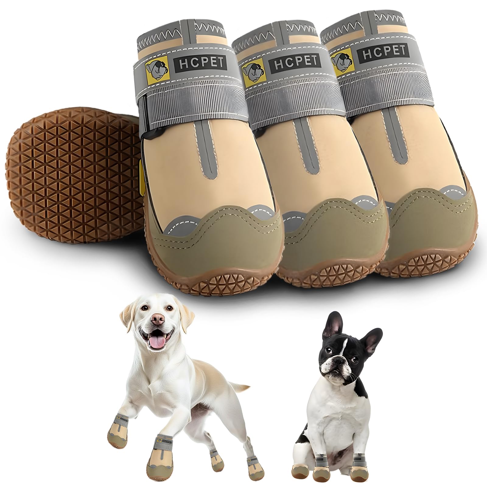 Hcpet Dog Boots Waterproof Dog Shoes For Medium Large Dogs, Anti-Slip Dog Booties Paw Protector For For Hot Pavement Winter Snow