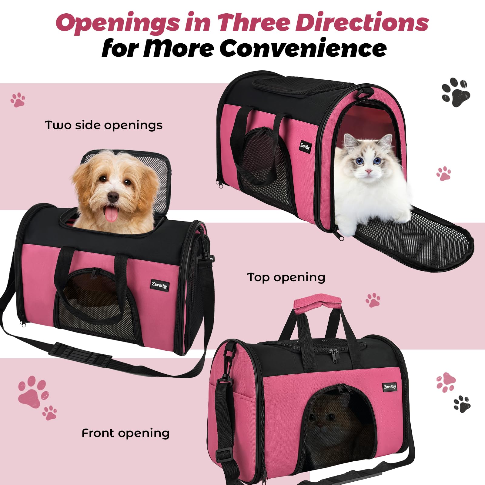Zavothy Collapsible Tsa Approved Pet Carrier For Cats & Dogs (Up To 15 Lbs, 16.54''X11.42''X9.84'') - Soft-Sided Airline Travel